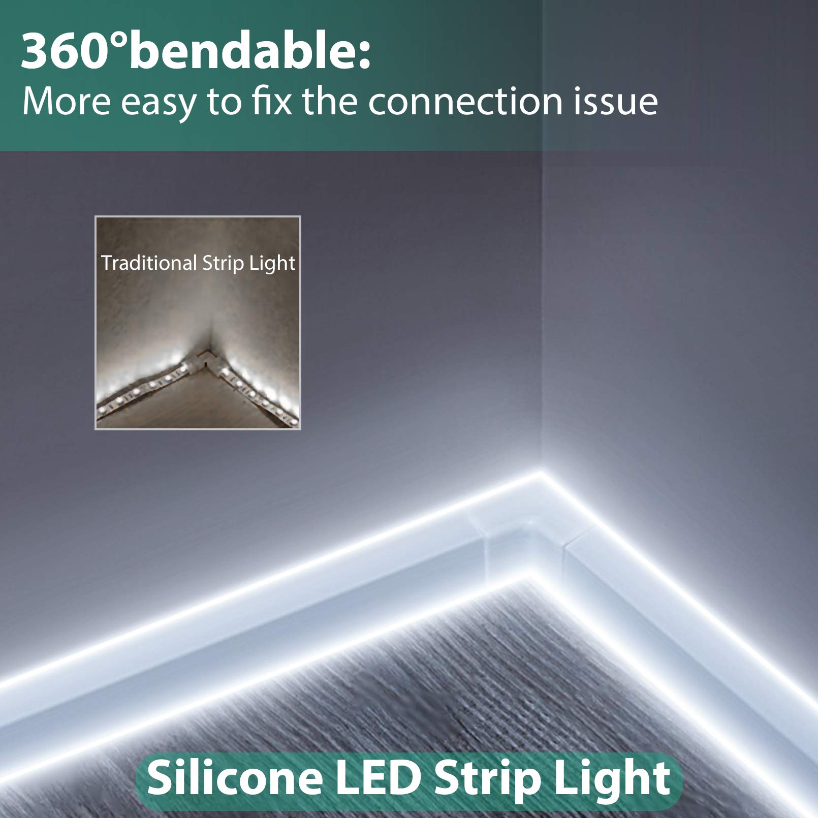 Lamomo White LED Strip Lights 16.4ft/5m - Waterproof Flexible Neon Rope Light 12V DC for Kitchen, Bedroom, Indoor & Outdoor Decoration - Perfect for Accent Lighting, Backsplash Illumination, and Party Decor (Power Adapter Not Included)