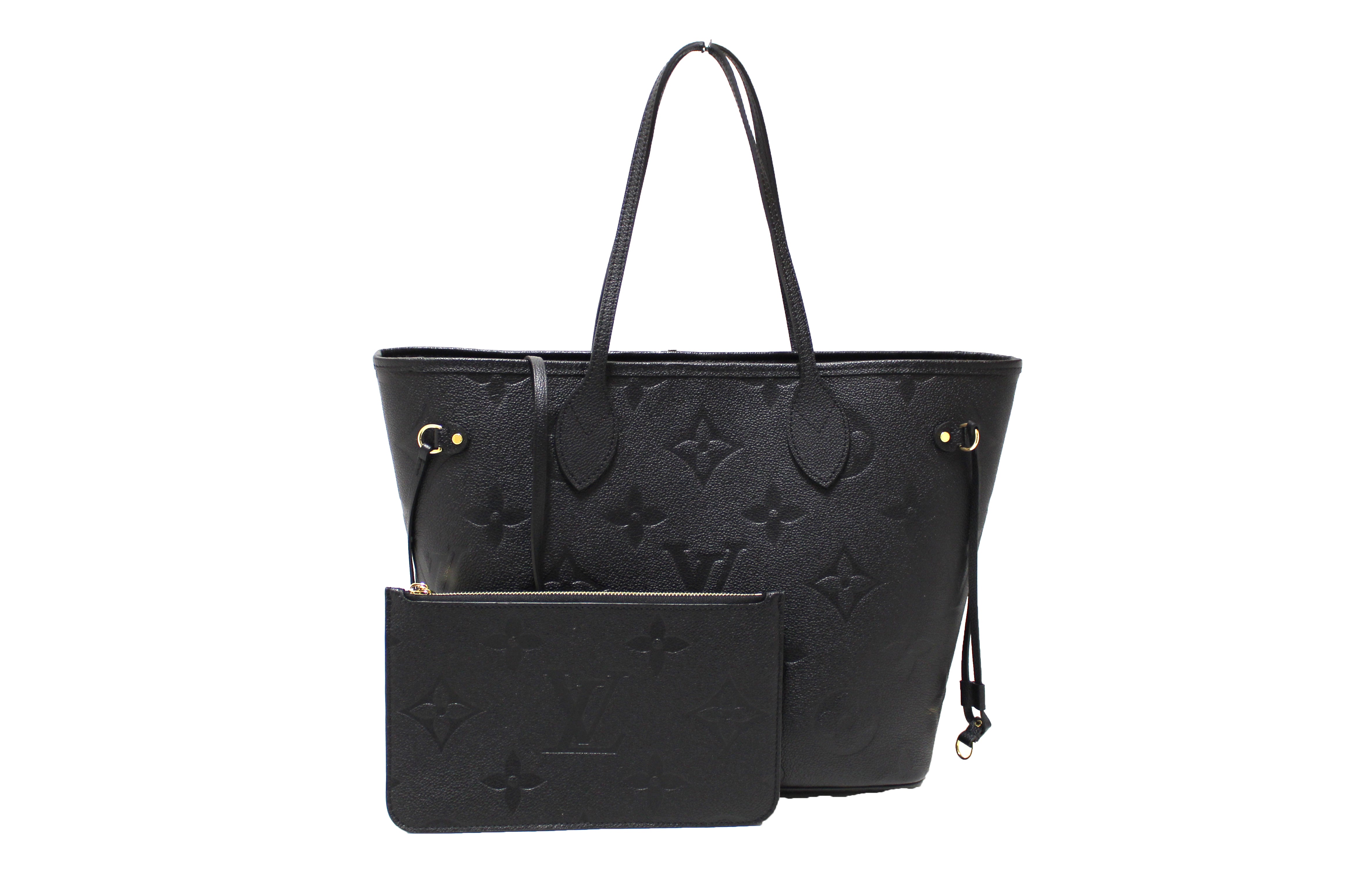 Authentic Louis Vuitton Black Monogram Empreinte Leather Neverfull MM Shoulder Tote Bag - Luxury Designer Handbag for Women, Perfect for Work, Travel & Everyday Use