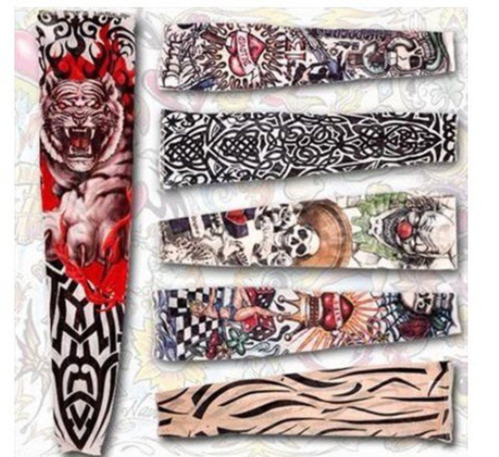 10 Pack Fake Temporary Tattoo Sleeves - Waterproof Arm Stockings with Tribal, Dragon & Skull Designs | Costume Party, Halloween & Cosplay Accessories