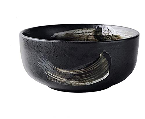 Vintage Japanese Black Ceramic Bowls - Set of 4 for Cereal, Dessert, Soup & Ramen | Elegant Tableware for Dining, Parties & Home Decor