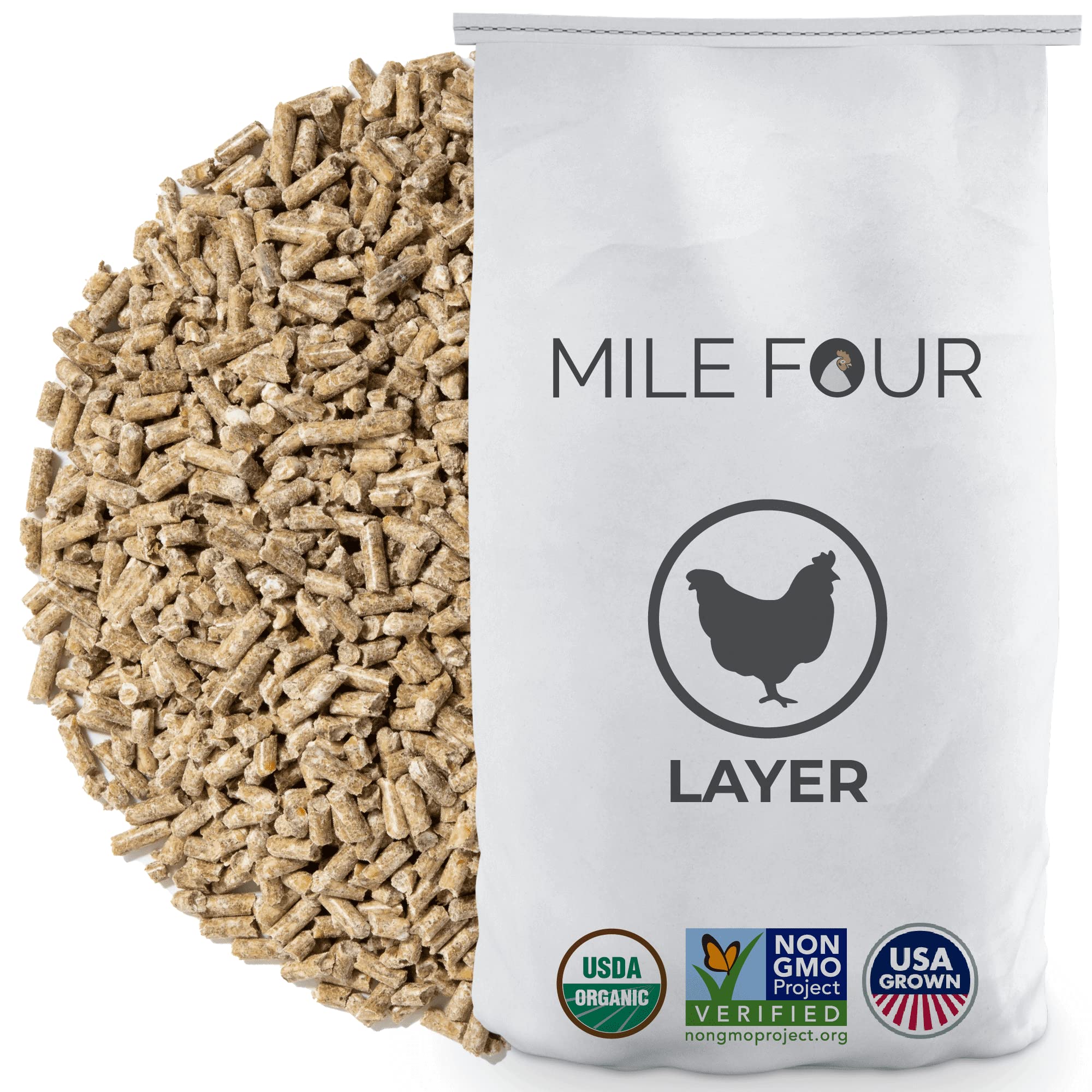 Organic Chicken Feed Pellets - 100% US Grown, Non-GMO Certified, Corn & Soy Free | 16% Protein Layer Feed | 23 lb Bag for Healthy Egg Production - Perfect for Backyard Chickens & Small Farms