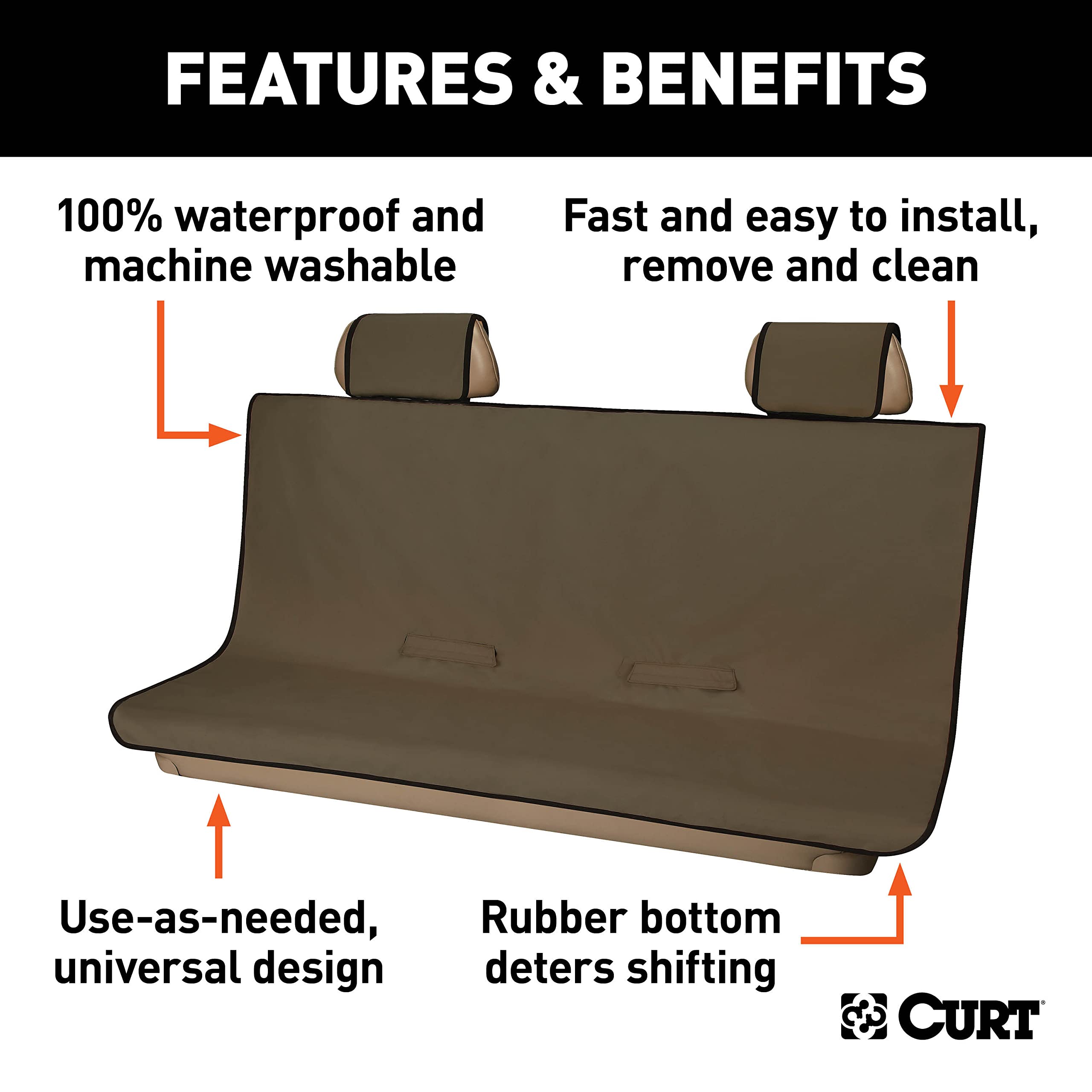 CURT Manufacturing 18522 Brown Seat Cover - Universal Fit for Trucks & SUVs - Durable Protection for Car Interiors