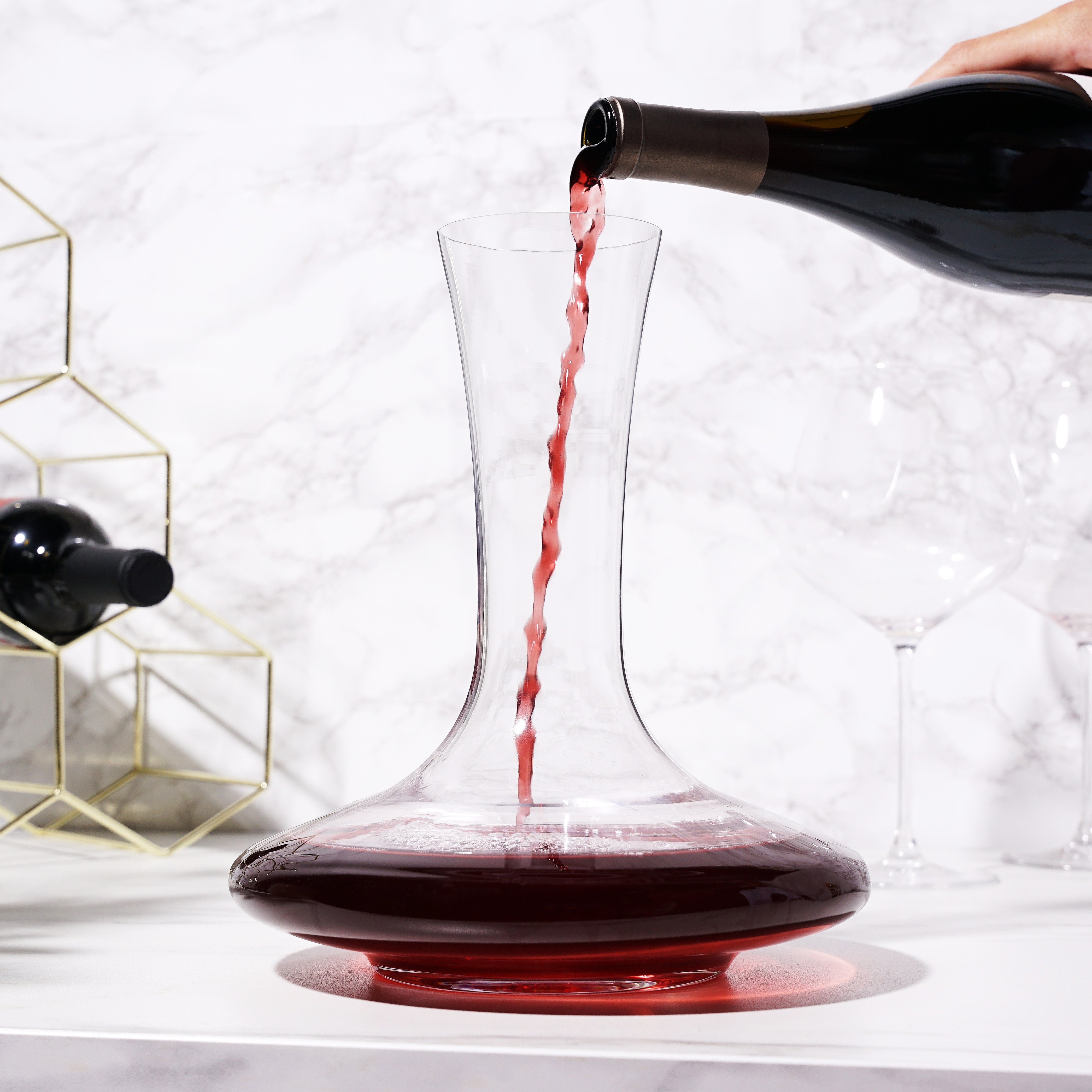 Premium Inez Crystal Wine Decanter Set - Elegant Lead-Free Glass Carafe for Red Wine Aeration & Serving - Perfect for Dinner Parties, Weddings & Home Bar Decor