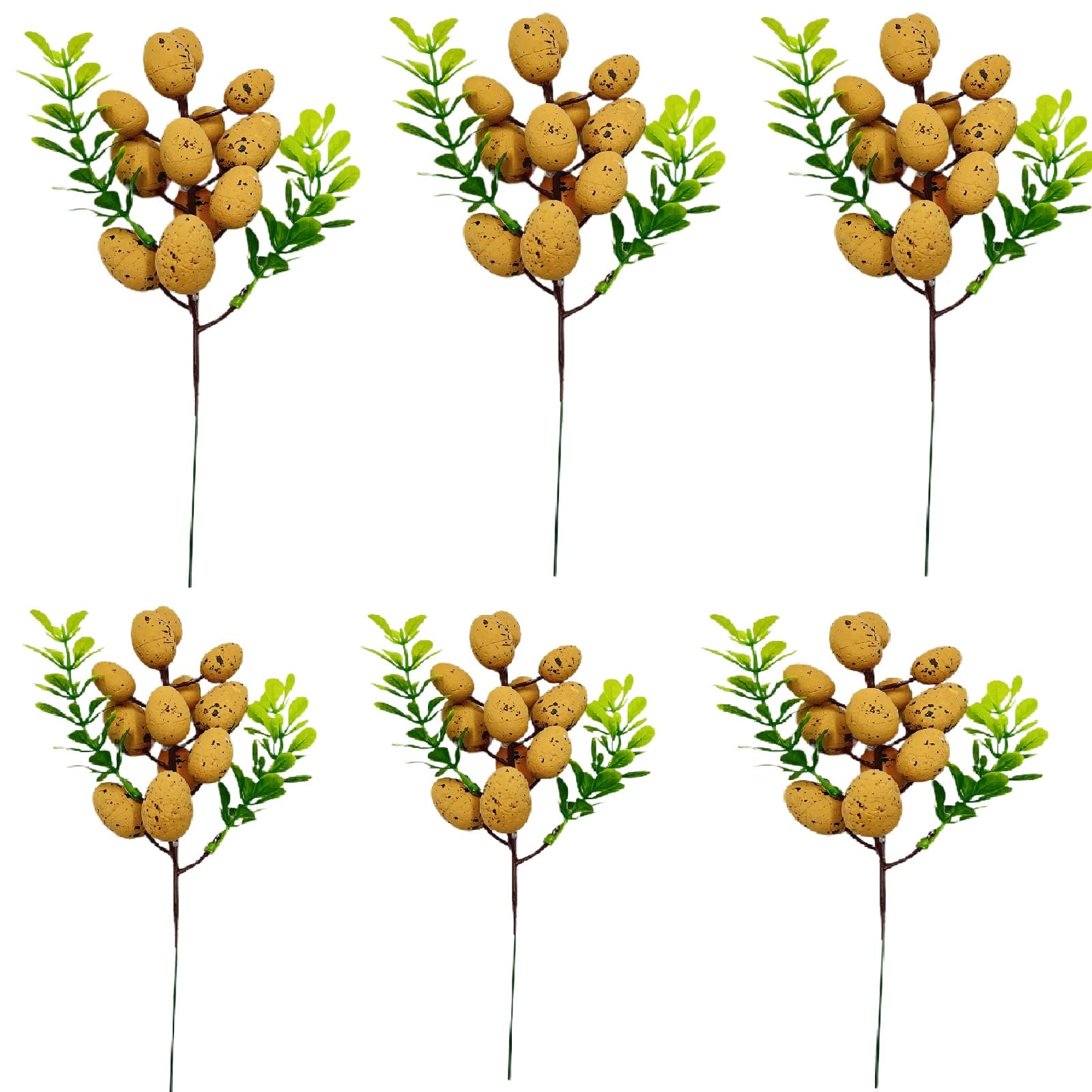 6 Pcs Easter Egg Tree Branches - 8.7 Inch Colorful Speckled Egg Twig Bouquet for Spring Party, Home & Living Room Decor (Brown) - Perfect for Easter Centerpieces, Table Settings & Seasonal Home Styling