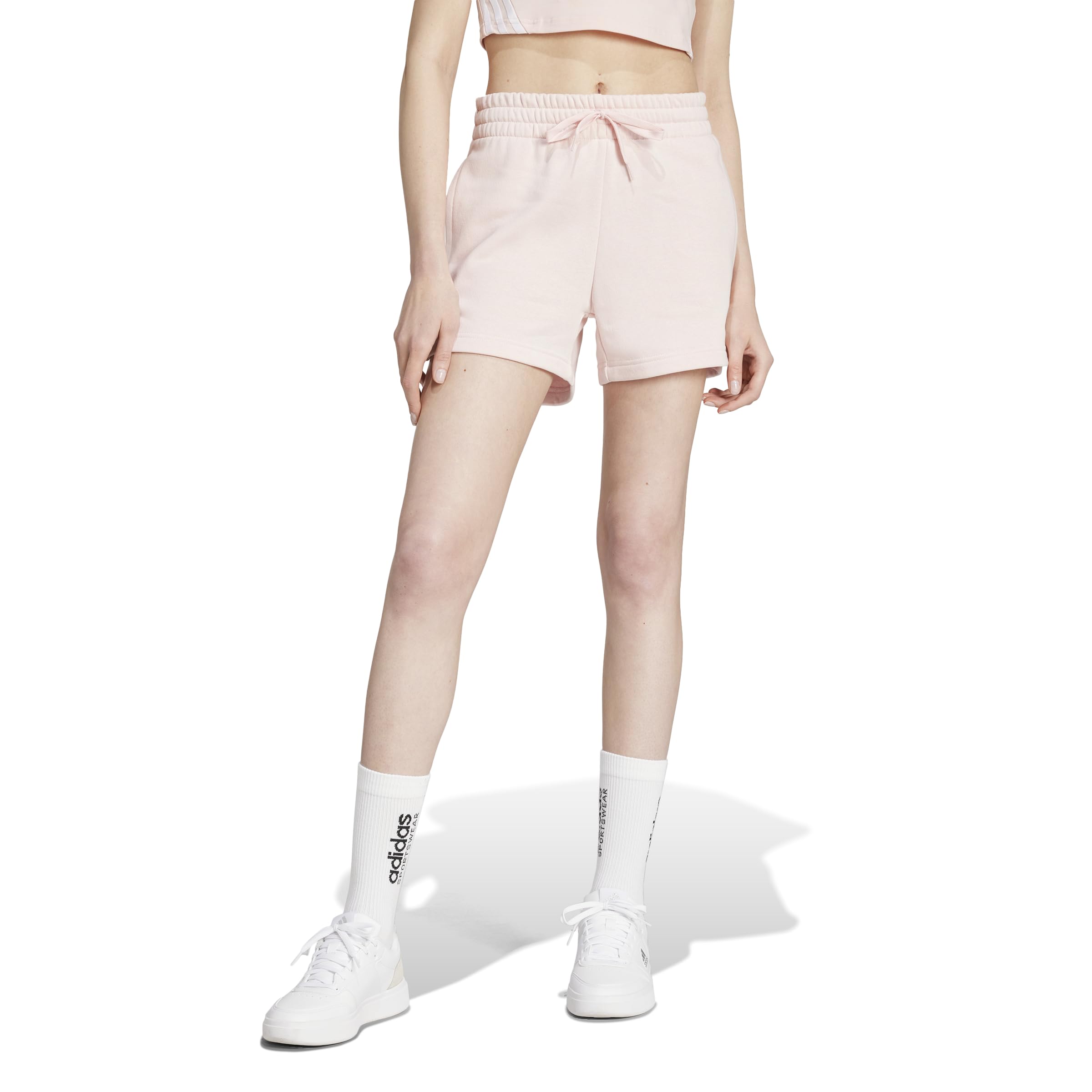 adidas Women's Essentials Small Logo Fleece Shorts - Comfortable Casual Athletic Shorts for Running, Yoga, and Lounge Wear