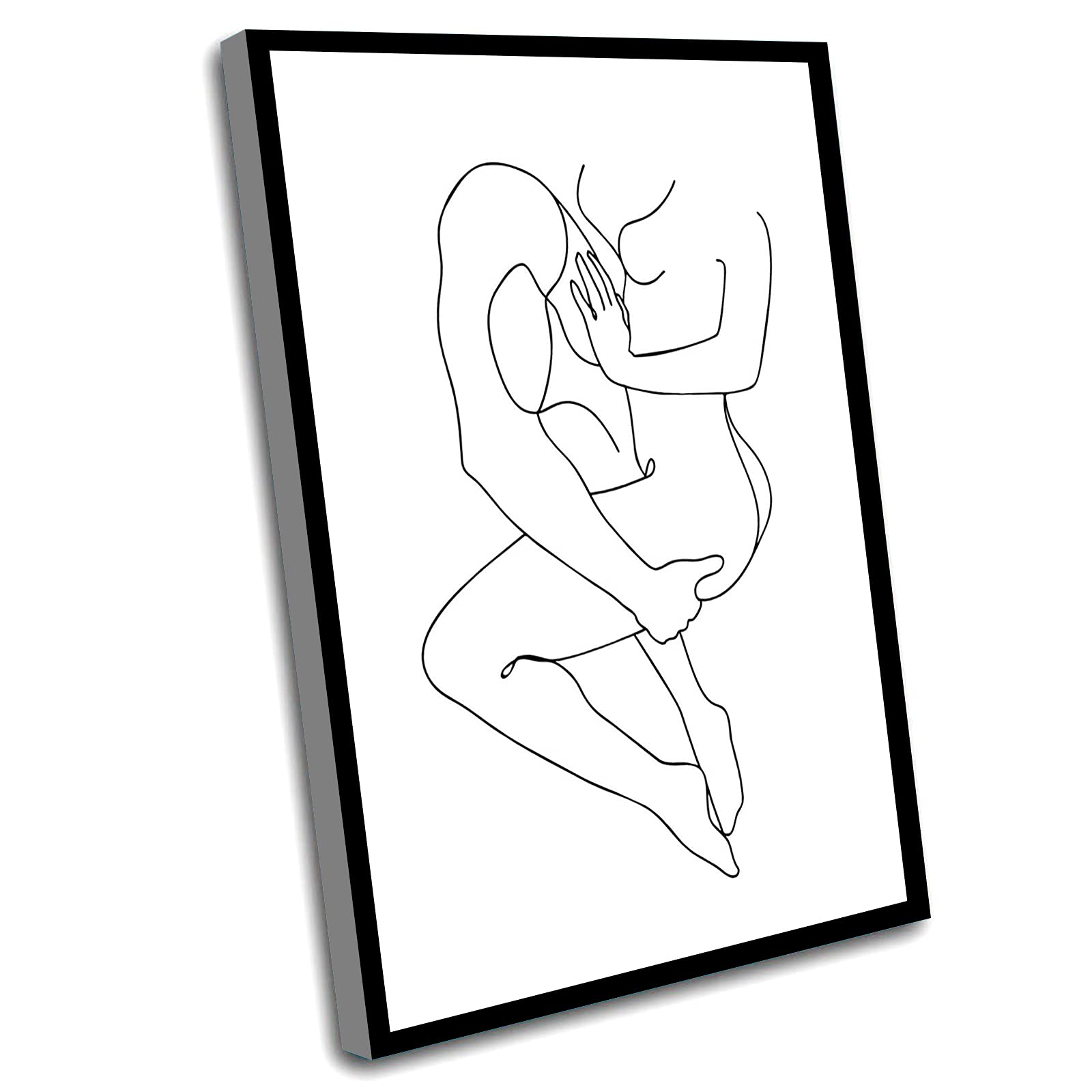 16x24 Inch Framed Couple Love Pose Wall Art - Minimalist Erotic Bathroom & Bedroom Decor, Printable Hugging Scene Drawing for Romantic Spaces - Perfect for Valentine's Gifts, Anniversary Decor & Adult Home Artwork