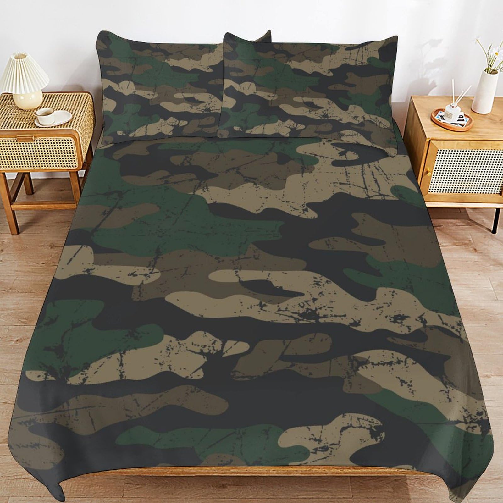 Camo Camouflage 3-Piece Comforter Set - Soft Queen Size Bedding (90