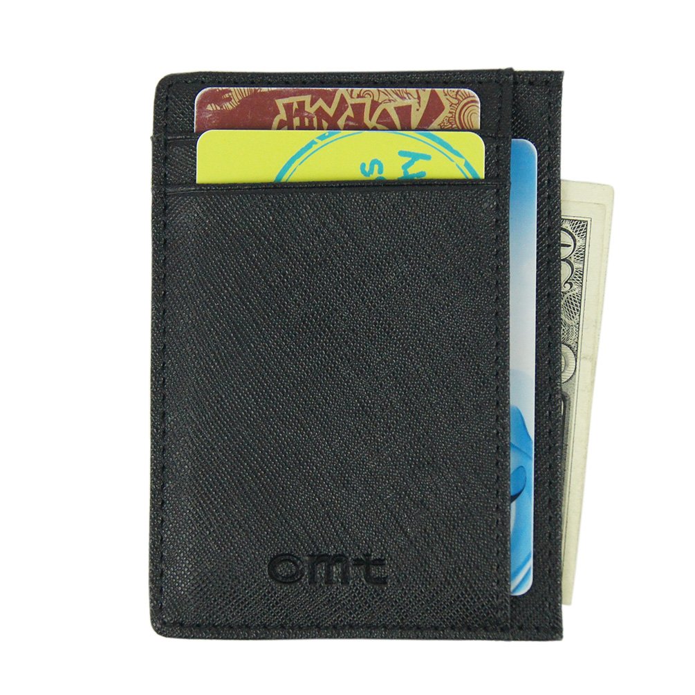 RFID Blocking Slim Leather Credit Card Holder - Secure Wallet with ID Window for Travel & Daily Use - Protect Cards from Digital Theft | Business & Casual Style