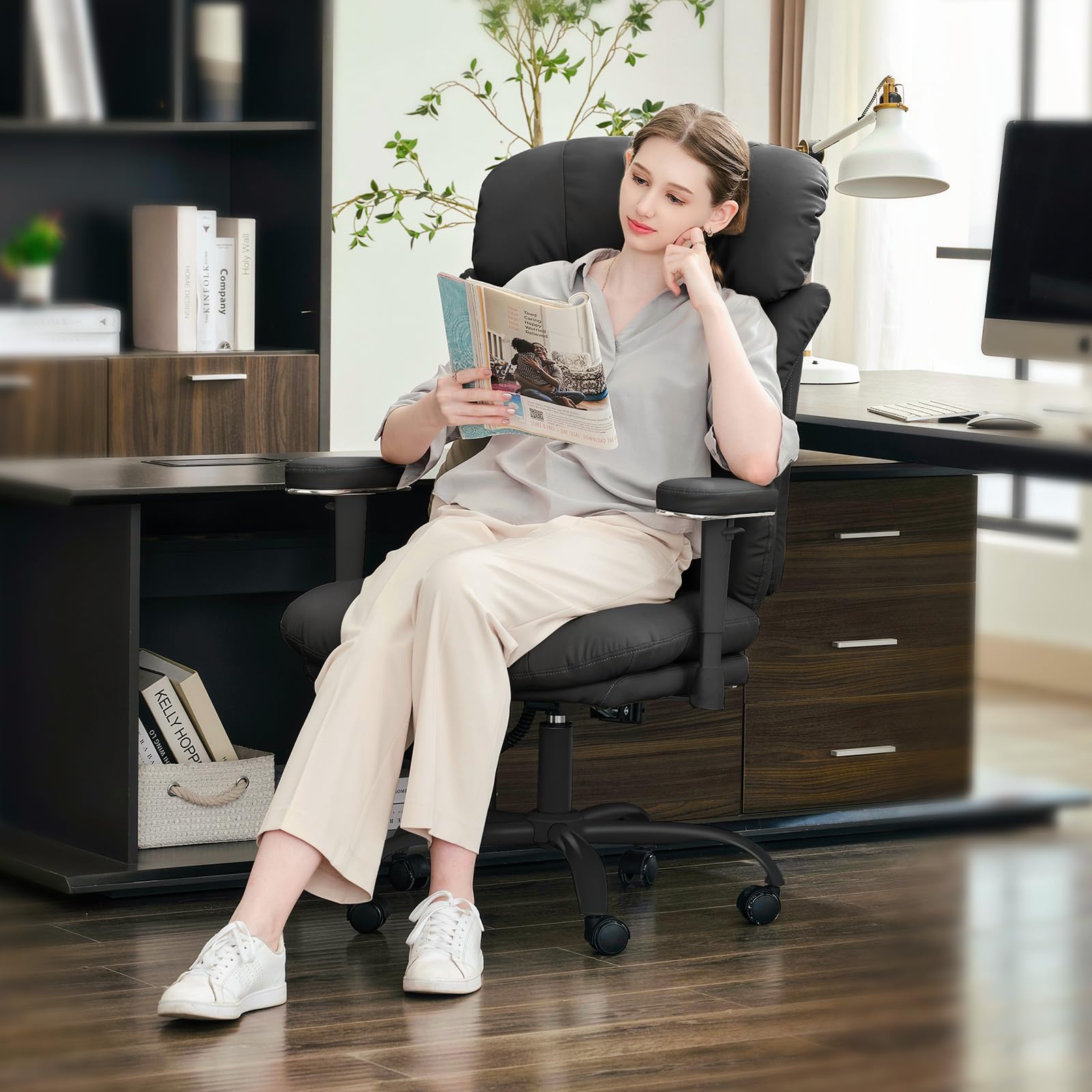 Premium Ergonomic Office Chair for Big & Tall - 500lbs Weight Capacity, Adjustable Height & Tilt Lock, Padded Armrests - Executive Desk Chair for Home Office, Gaming & Workspace Comfort