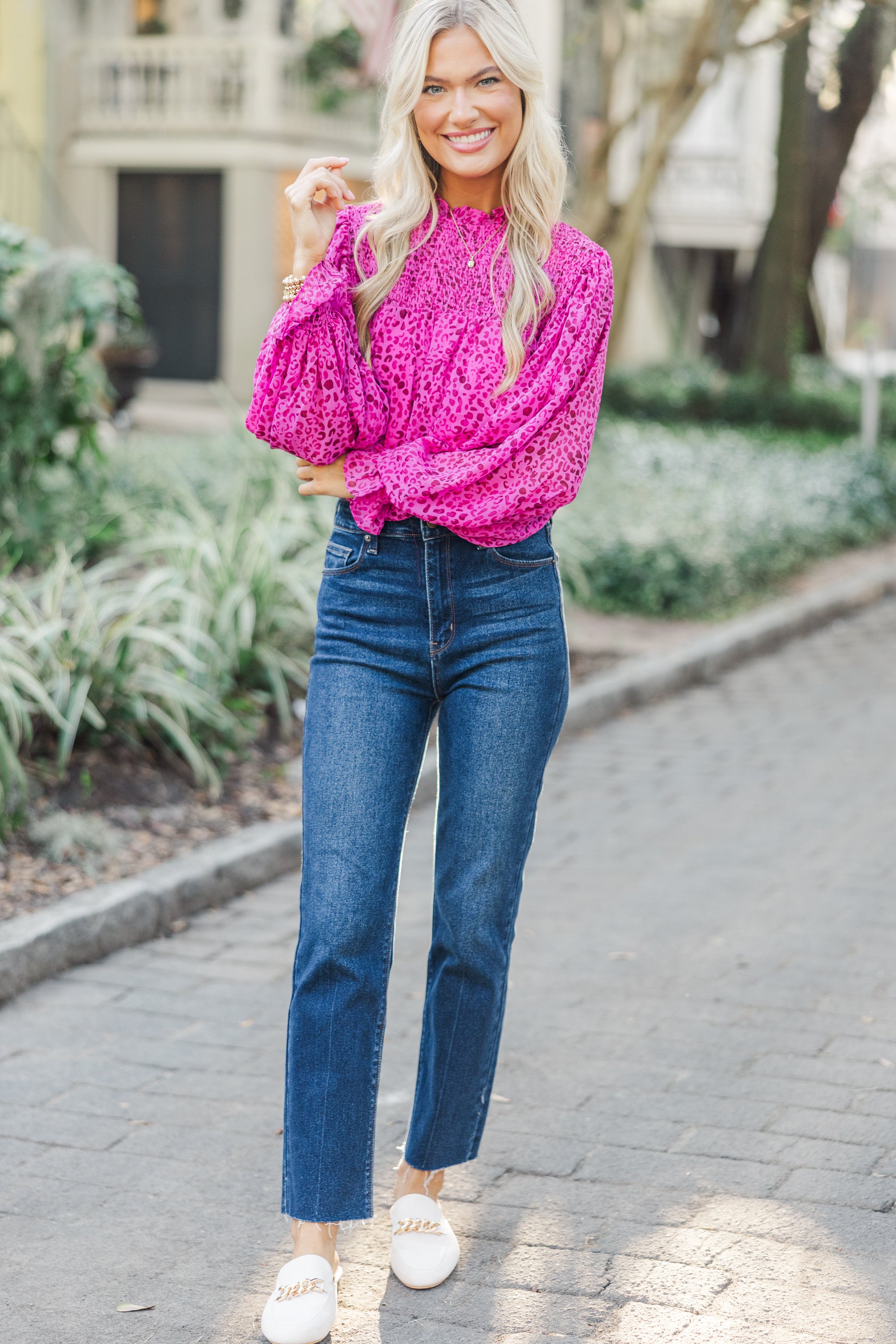 Magenta Purple Leopard Print Blouse for Women - Trendy Animal Pattern Top for Party, Club & Night Out