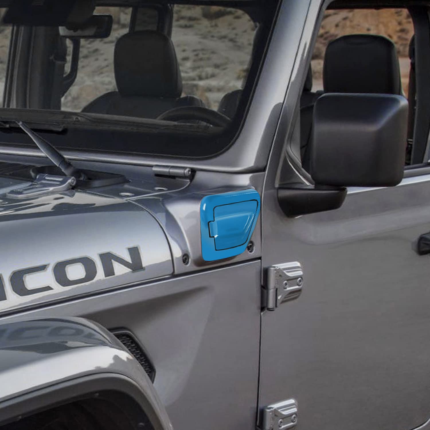 JWWY Charging Port Cover for 2021-2024 Jeep Wrangler JL JLU 4Xe - Waterproof Exterior Accessory (Light Blue) | Protects Charging Port from Dust, Dirt & Debris | Perfect for Off-Road Adventures & Daily Driving