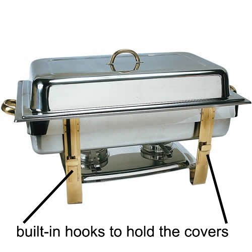 Tiger Chef Stainless Steel Chafing Dish Buffet Set - 8 Quart Commercial Food Warmer with Gold Accents - Perfect for Catering, Buffets, and Party Serving