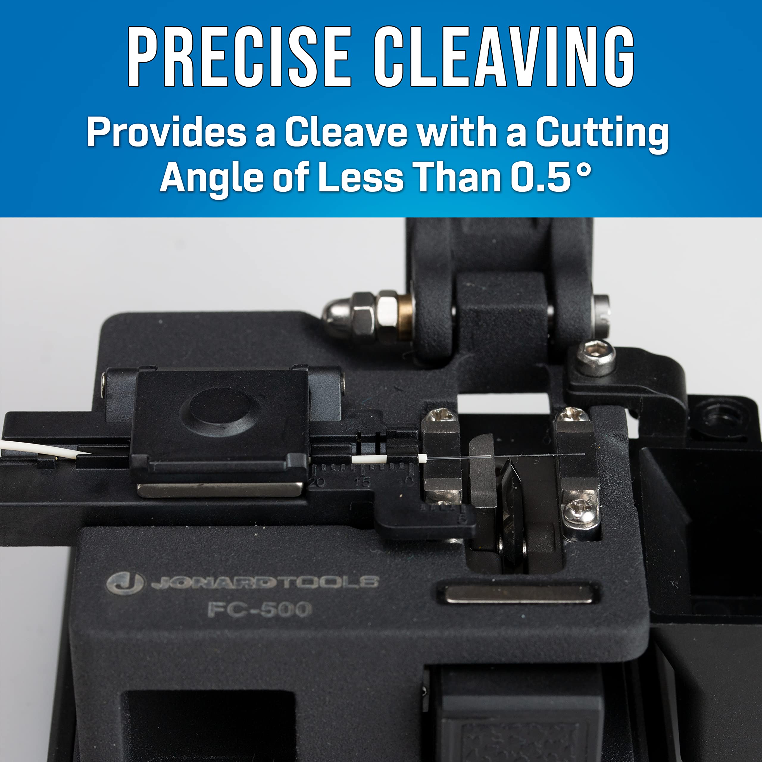 Jonard Tools FC-500 Fiber Optic Cleaver - Precision Cutting Tool for 250µm & 900µm Fiber Optic Cables with 16-Position Blade - Ideal for Network Installations, Telecom Repairs & Data Center Maintenance