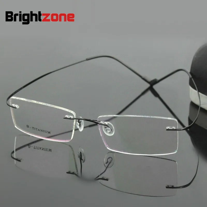 Brightzone Women's Rimless Square Screwless Titanium Eyeglasses - Lightweight & Durable Glasses for Work, Reading & Everyday Use