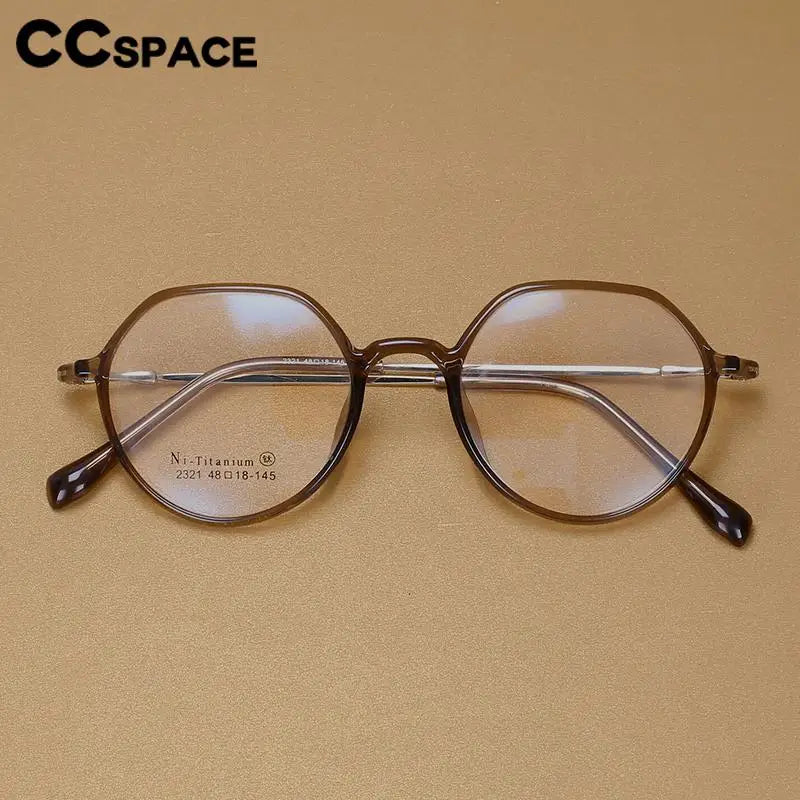 CCspace Unisex Full Rim Round TR90 Titanium Eyeglasses Frame 57100 - Lightweight & Durable for Work, Reading & Everyday Wear