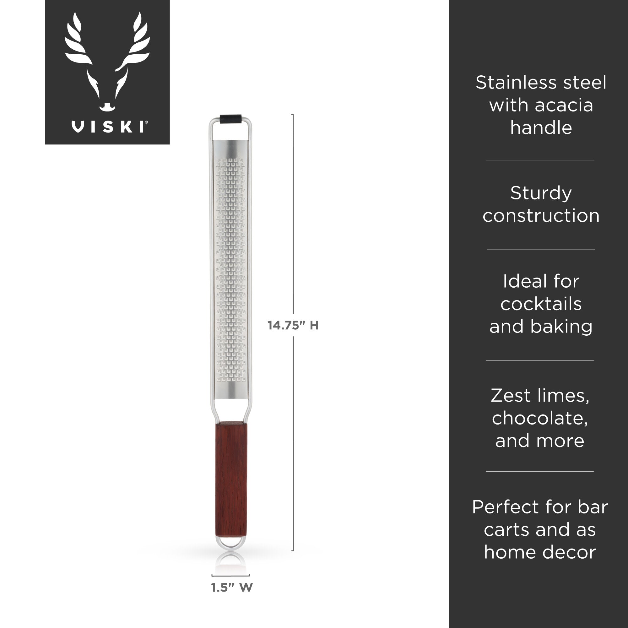 Premium Citrus Zester with Acacia Wood Handle - Perfect for Baking, Cocktails & Garnishing - Kitchen Essential for Chefs & Home Cooks
