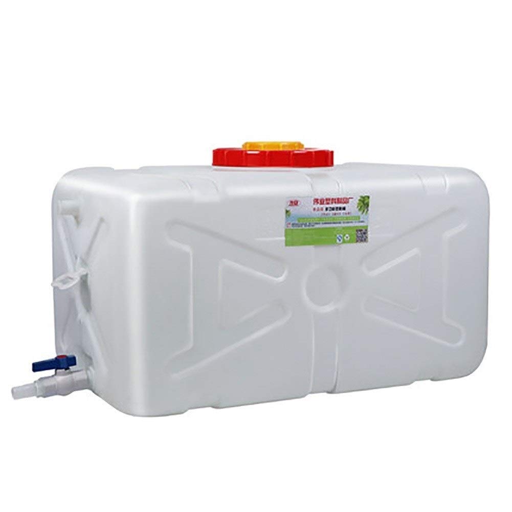 **150L Thickened Plastic Water Storage Tank with Faucet - Portable Outdoor Water Container for Camping, Household, Emergency & RV Use - Durable Rectangular White Design**