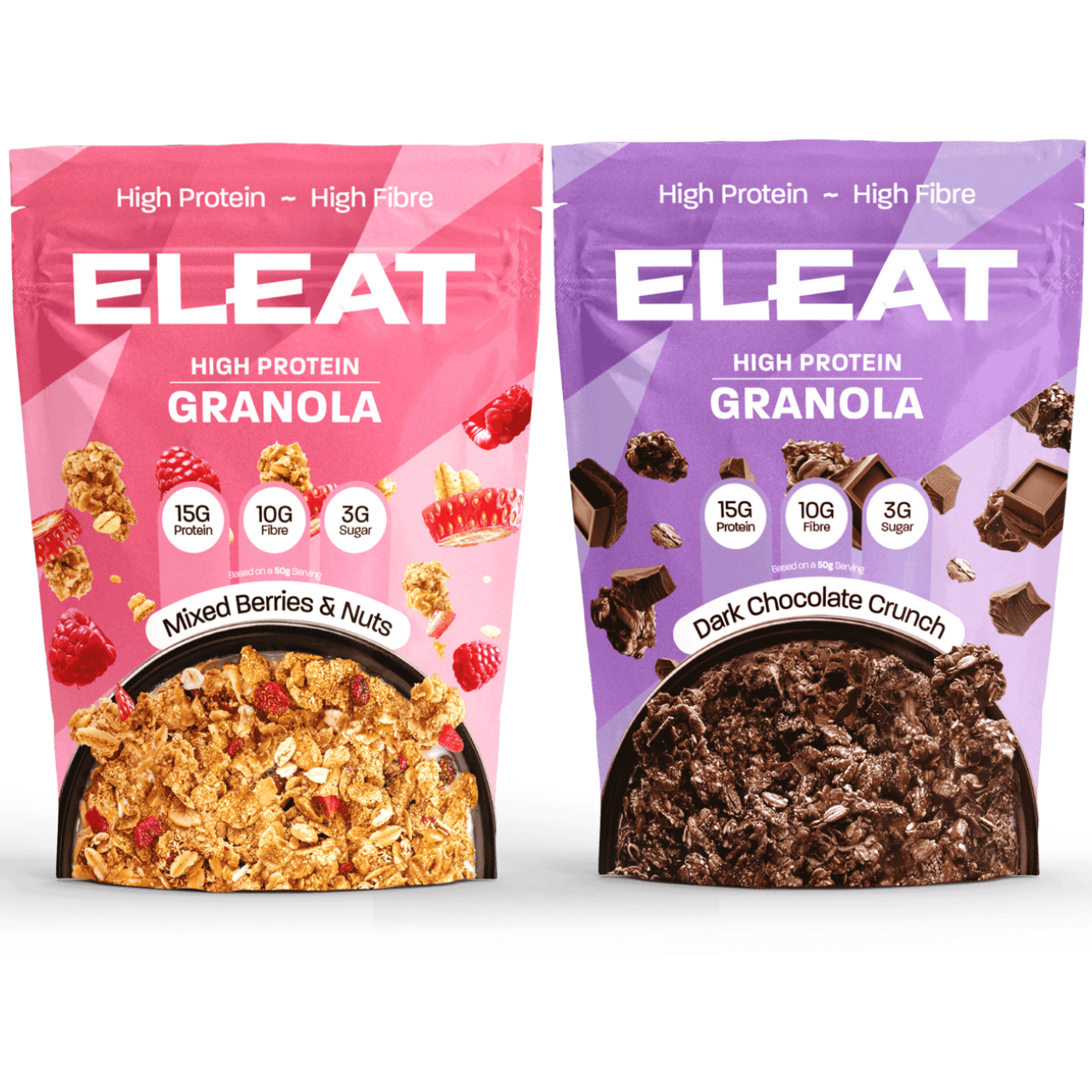 Eleat High Protein Granola - 15g Protein per Serving, Low Sugar, High Fiber, Keto & Vegan Friendly Breakfast Cereal - Perfect for Healthy Morning Meals, Post-Workout Snacks and On-the-Go Nutrition