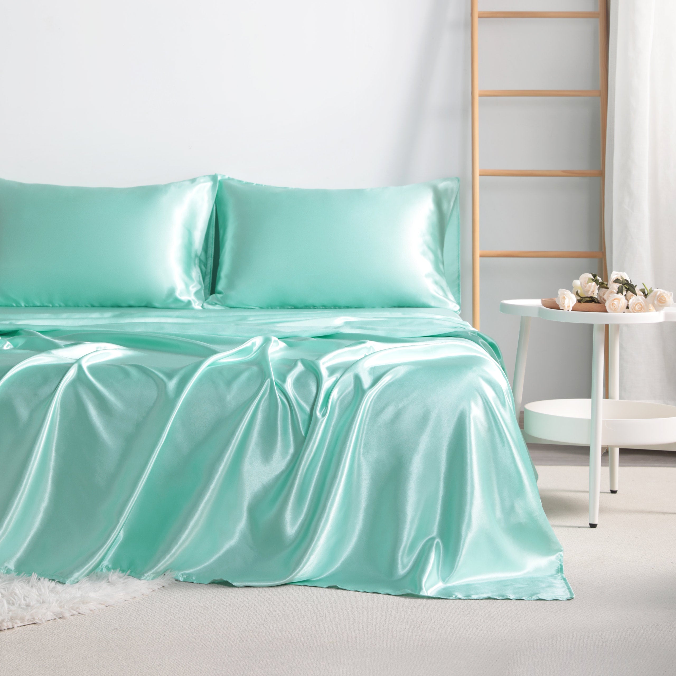 3/4 Pieces Silky Satin Twin Cooling Soft Bed Sheet Set - Breathable & Hypoallergenic - Perfect for Hot Sleepers & All Seasons - NTBAY®️