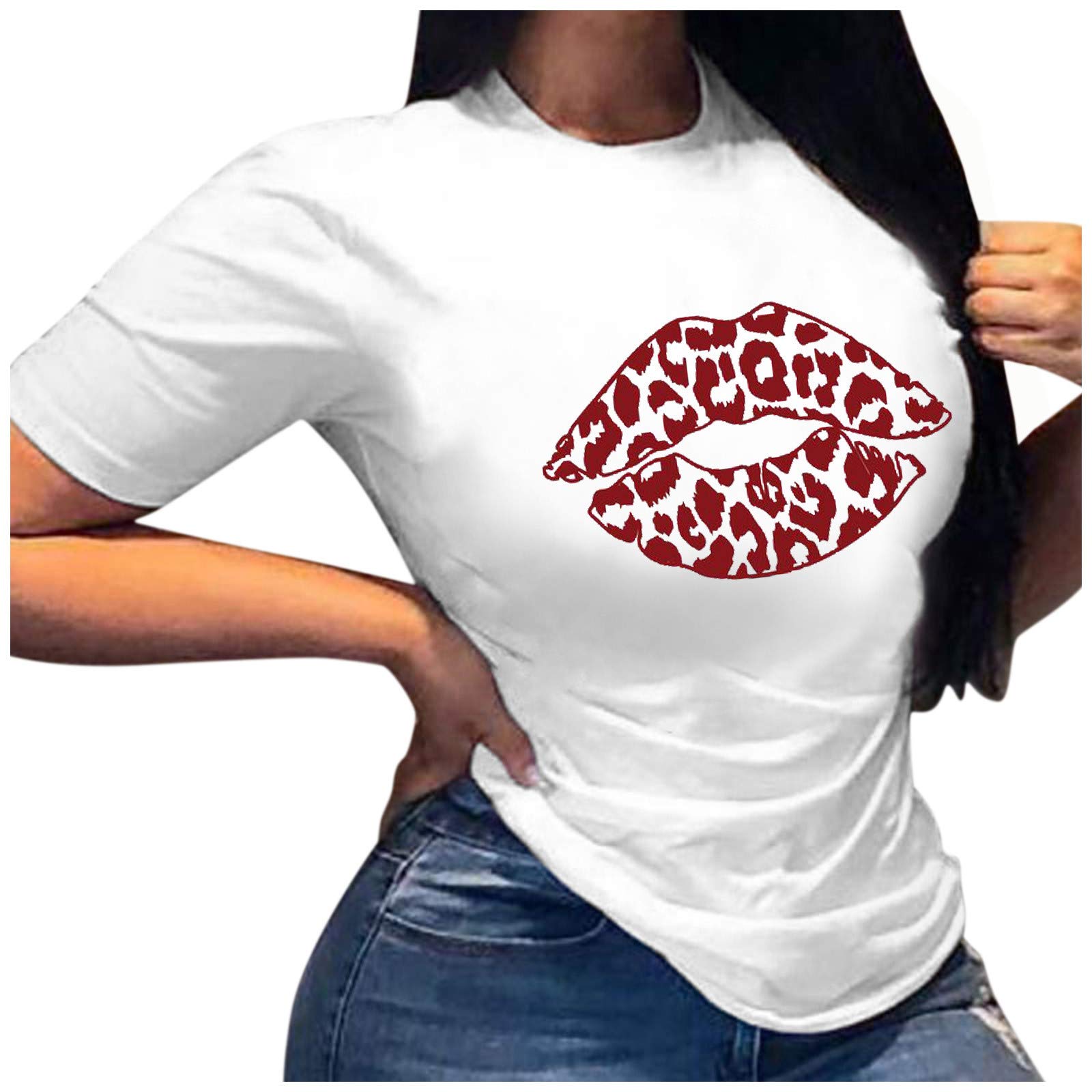 Women's Casual Loose Fit Short Sleeve Printed T-Shirt Tunic Blouse - Breathable Comfort Top for Everyday Wear (White, Large) | Perfect for Summer Outings, Beach Cover-ups & Relaxing at Home