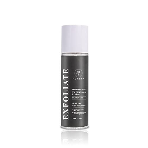 NURINA 2% BHA Salicylic Acid & 30% AHA Glycolic Acid Exfoliating Serum - Pore Cleanser, Blackhead Remover & Chemical Peel for Face | Brightening & Smoothing Skin Treatment | Perfect for Acne-Prone & Oily Skin Care Routine