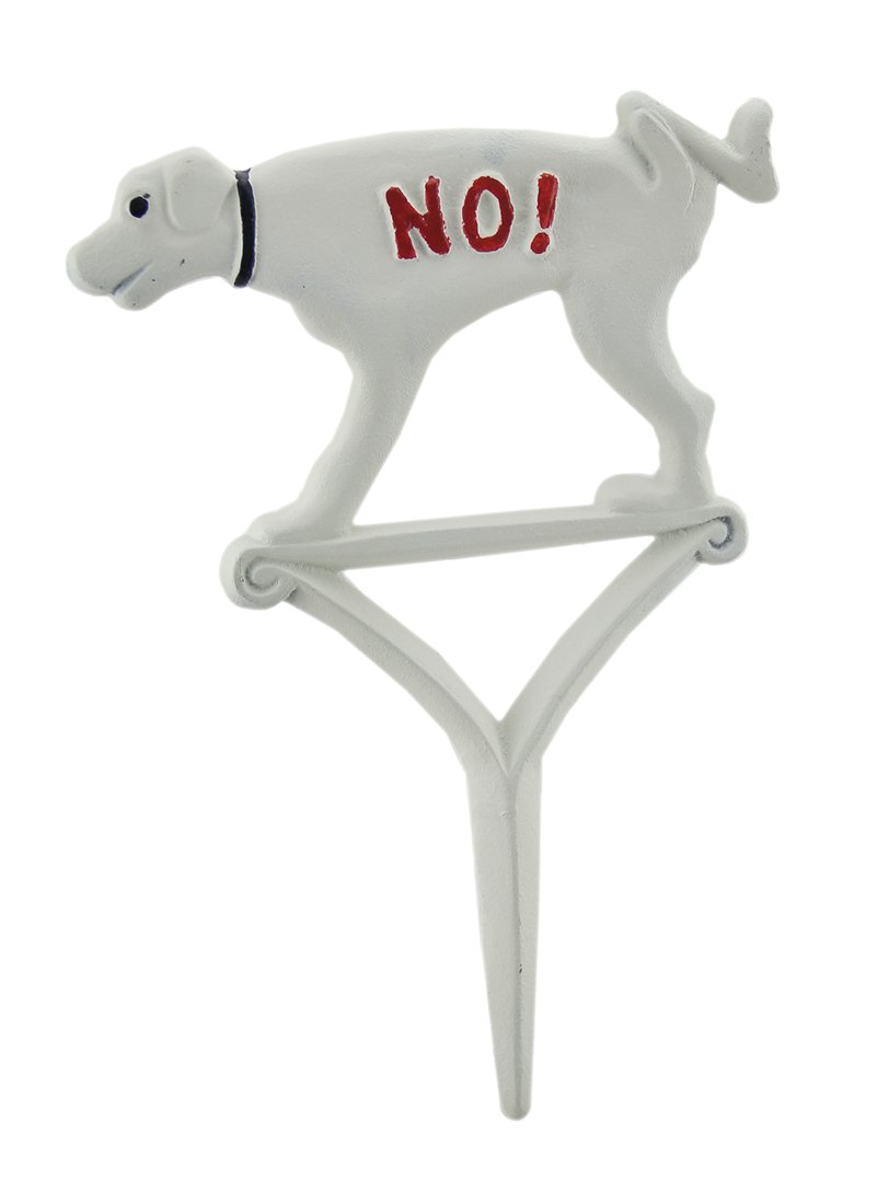 Zeckos Hand Painted Cast Iron 'NO Dogs Allowed' Yard Sign Stake - Durable Outdoor Warning Sign for Garden, Lawn & Property Boundaries