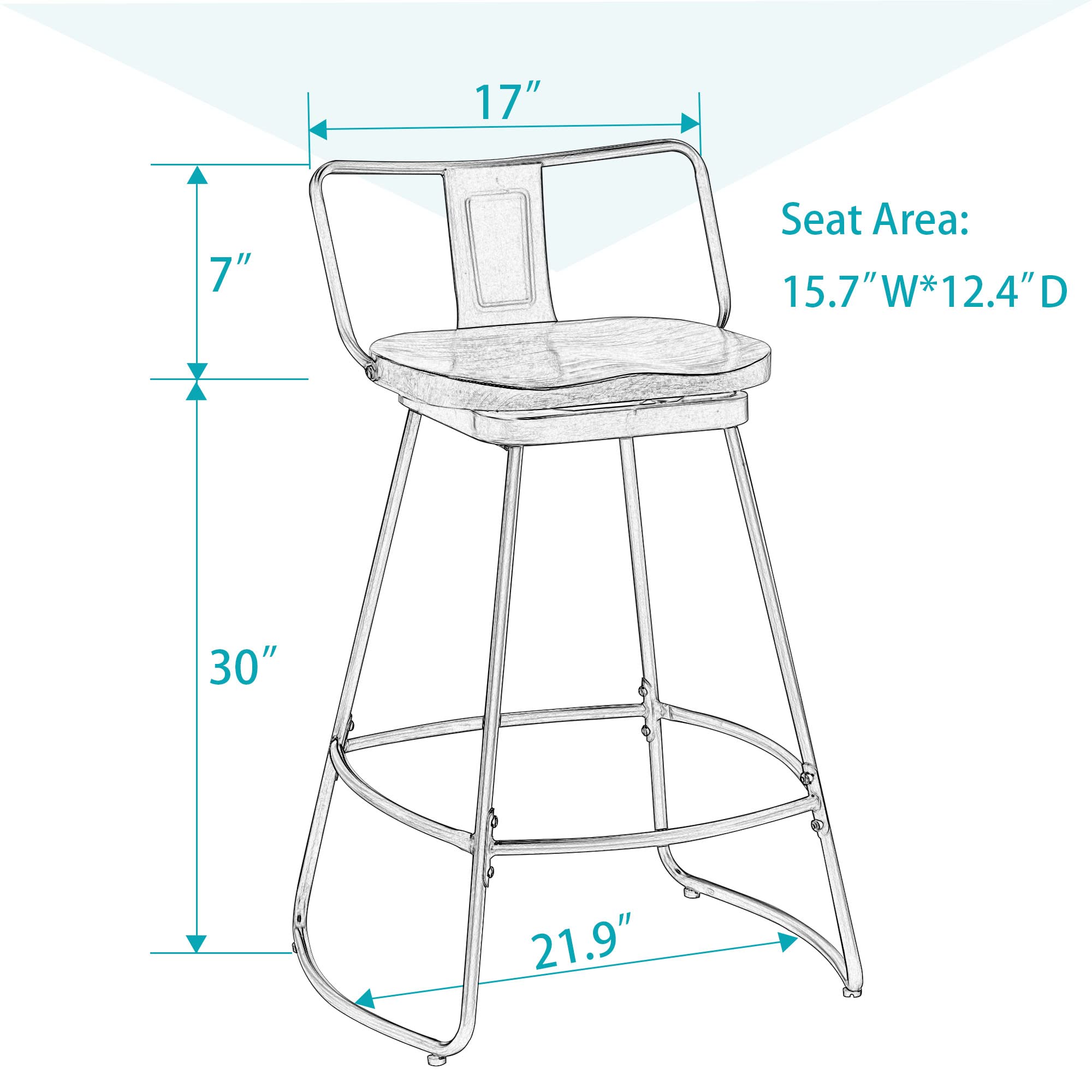 Industrial Swivel Bar Stools Set of 2 - 30