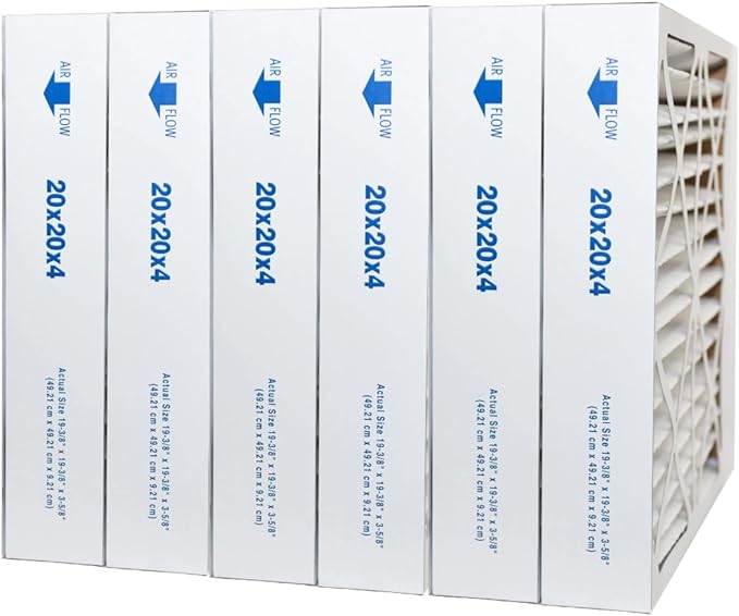 20x20x4 MERV 11 Furnace Air Filters - Pack of 6 | High Efficiency HVAC Filters for Home & Office | Perfect for Allergies, Dust & Pet Dander Protection