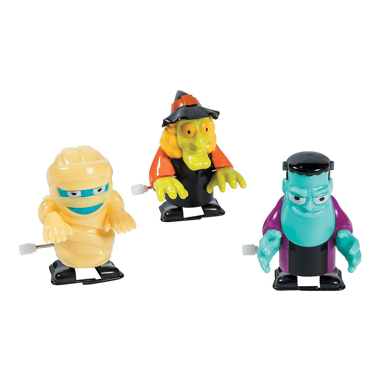 Fun Express Halloween Wind Up Toys Set of 12 - Spooky Character Wind Up & Paratrooper Toys for Kids - Halloween Party Favors, Trick or Treat Goodie Bags & Classroom Prizes