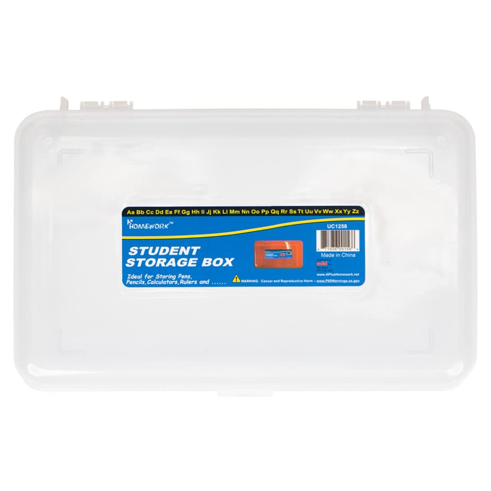 Craft County Clear Transparent Pencil Box - Colorful School & Office Supplies Organizer for Pens, Markers, Art Tools - Perfect for Students, Teachers & Artists