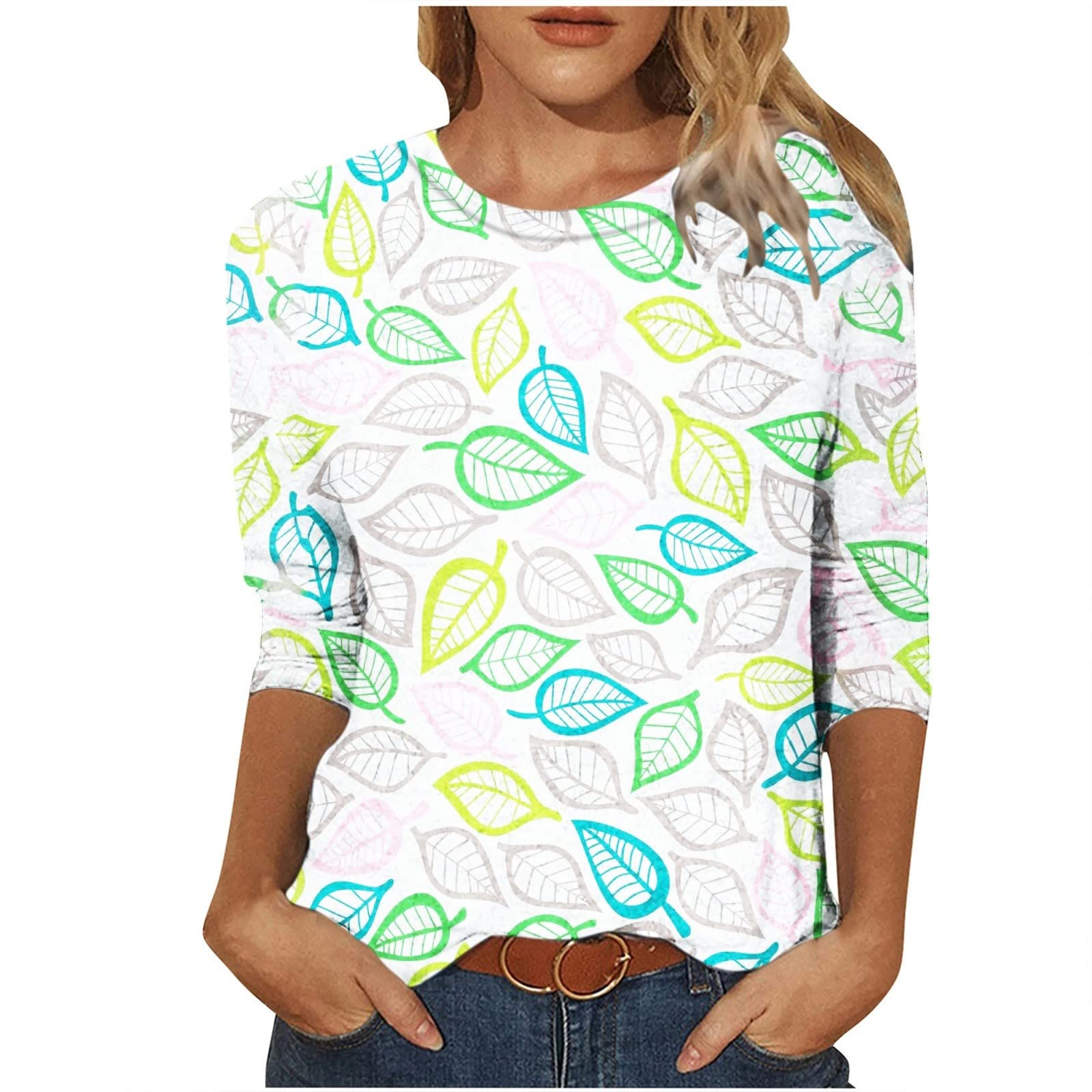 Women's Casual 3/4 Sleeve Animal Print Tee Shirts - Lightweight Loose Henley Tops for Everyday Wear, Weekend Outings & Summer Fashion