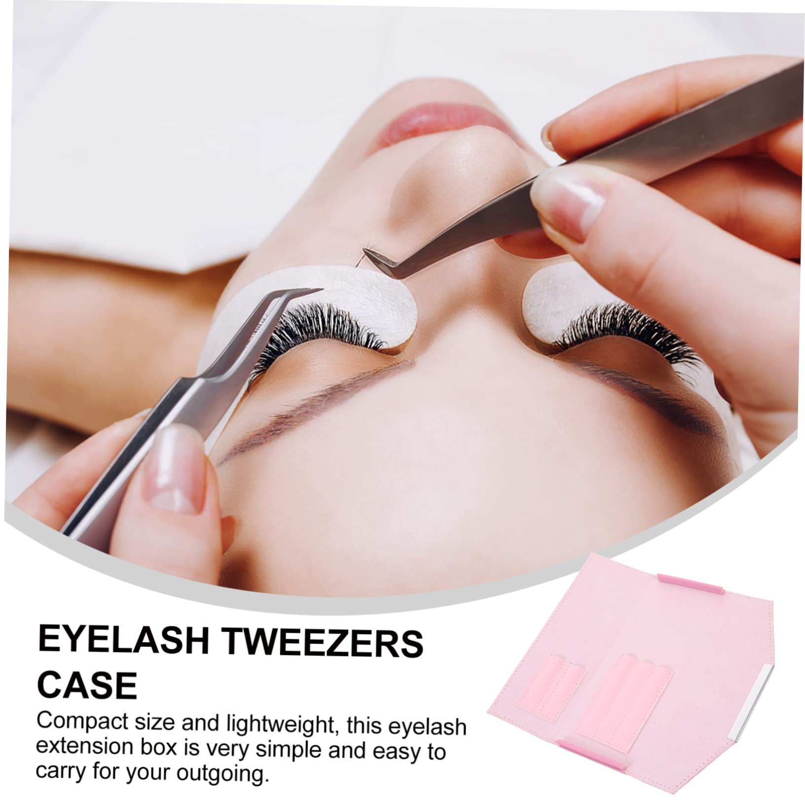 Angoily 3-Piece Tweezers Storage Bag - Eyelash Extension Organizer Case for Tweezers, Lash Clusters & Eyebrow Scissors | Magnetic Pink Beauty Tool Pouch for Lash Technicians & Home Use