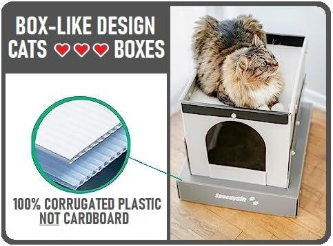 Hooded Cat Litter Box Starter Kit with Disposable Sifting Liners - Durable Plastic Cardboard Box & 5-Year Warranty - Perfect for Odor Control & Privacy in Small Spaces