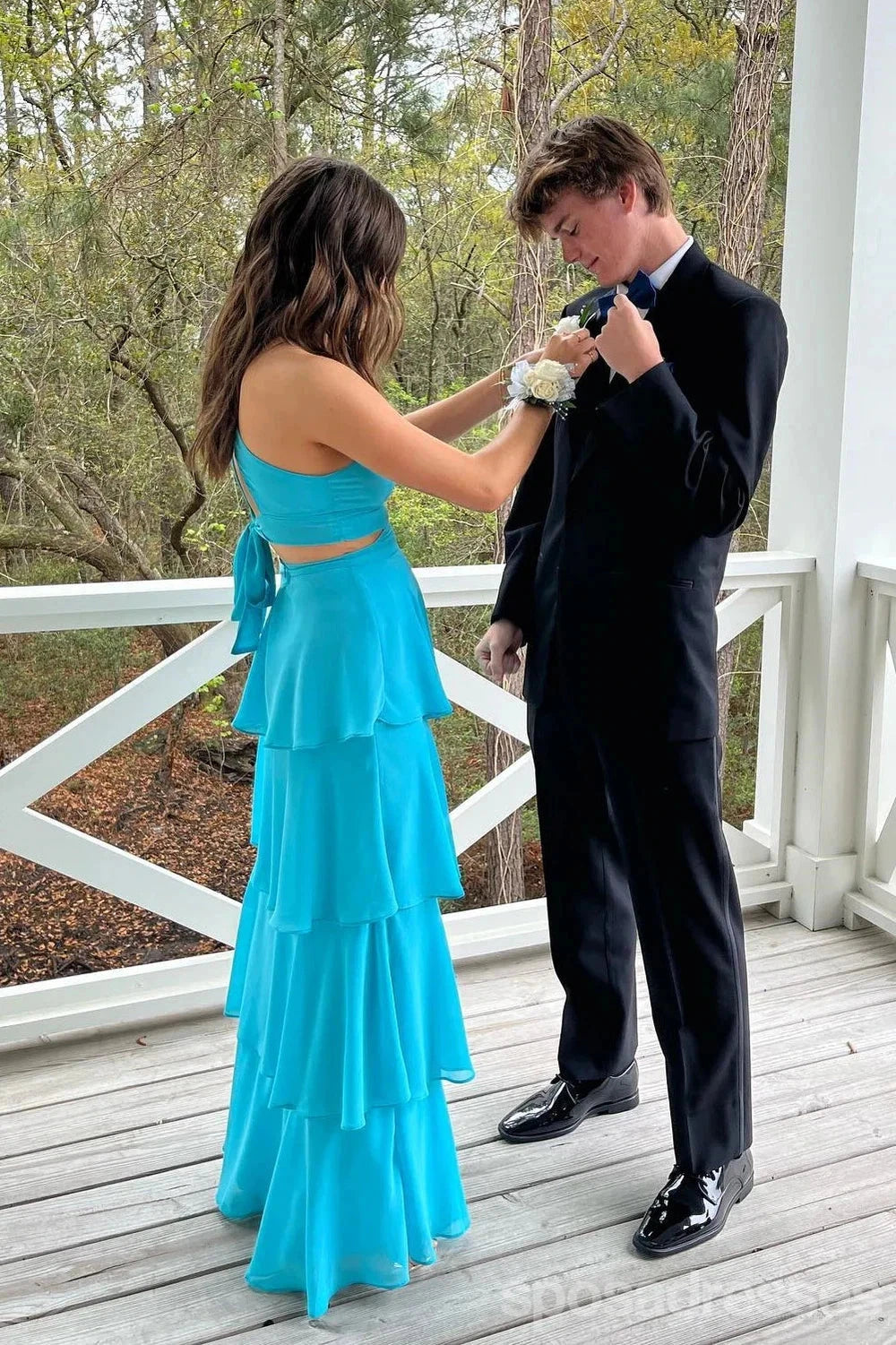 Elegant Blue A-Line V-Neck Long Prom Dress for Women - Formal Evening Gown for Party, Homecoming, Wedding Guest | 13780 | Perfect for Special Occasions, Dances & Black Tie Events