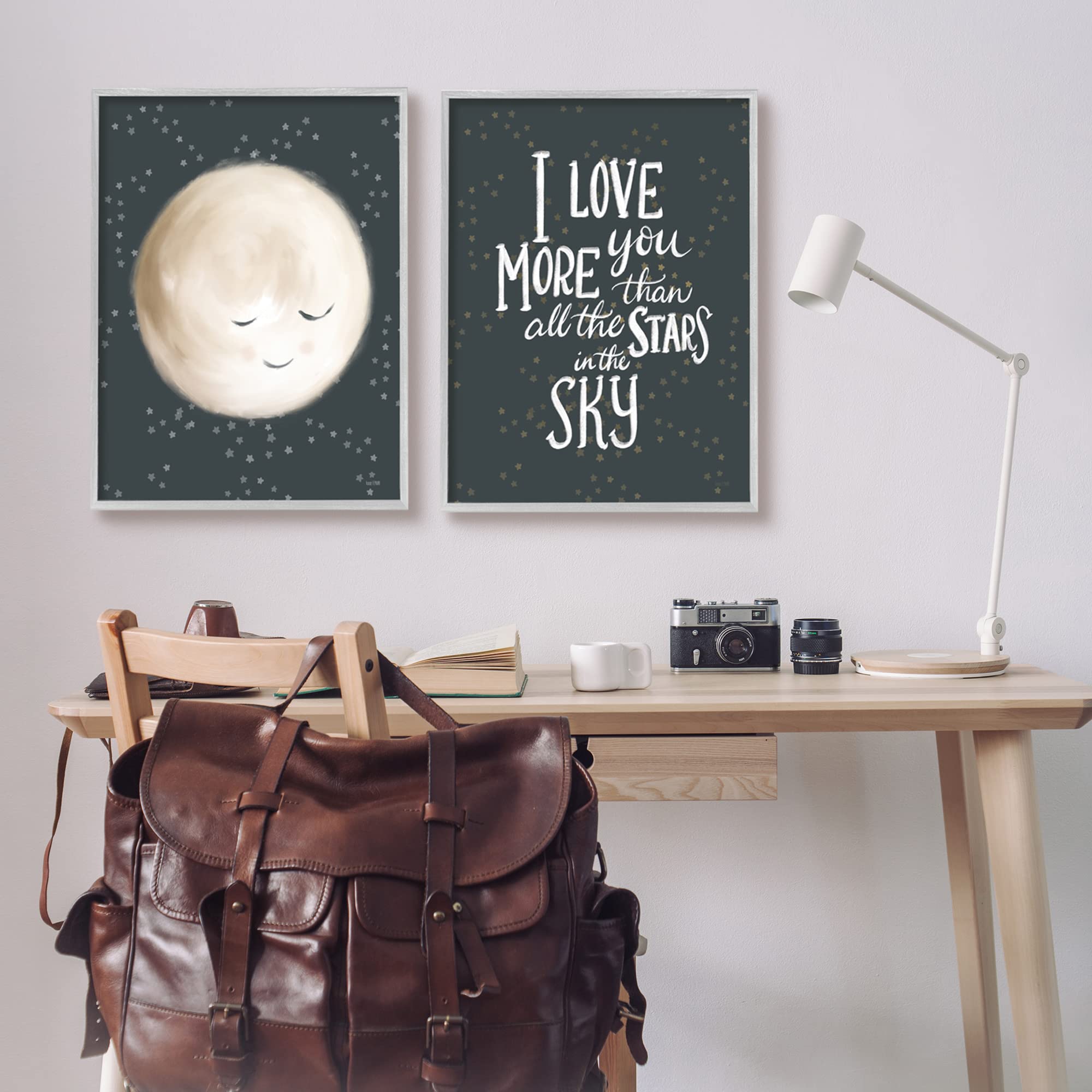 Stupell Industries Cute Moon & Starry Night Sky Wall Art - 'I Love You' Phrase Canvas Print by House Fenway - Perfect for Bedroom, Nursery & Romantic Home Decor