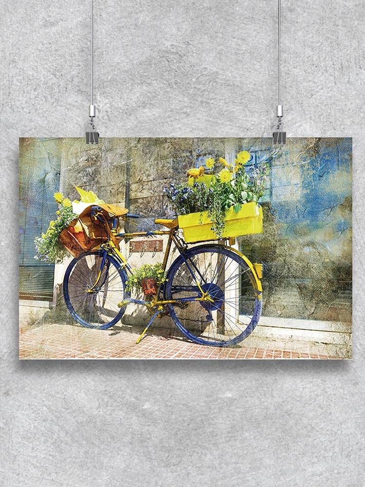 Vintage Bicycle Pot Poster - Retro Cycling Wall Art for Home & Office Decor - Perfect for Living Room, Bedroom, or Cafe Wall Decoration