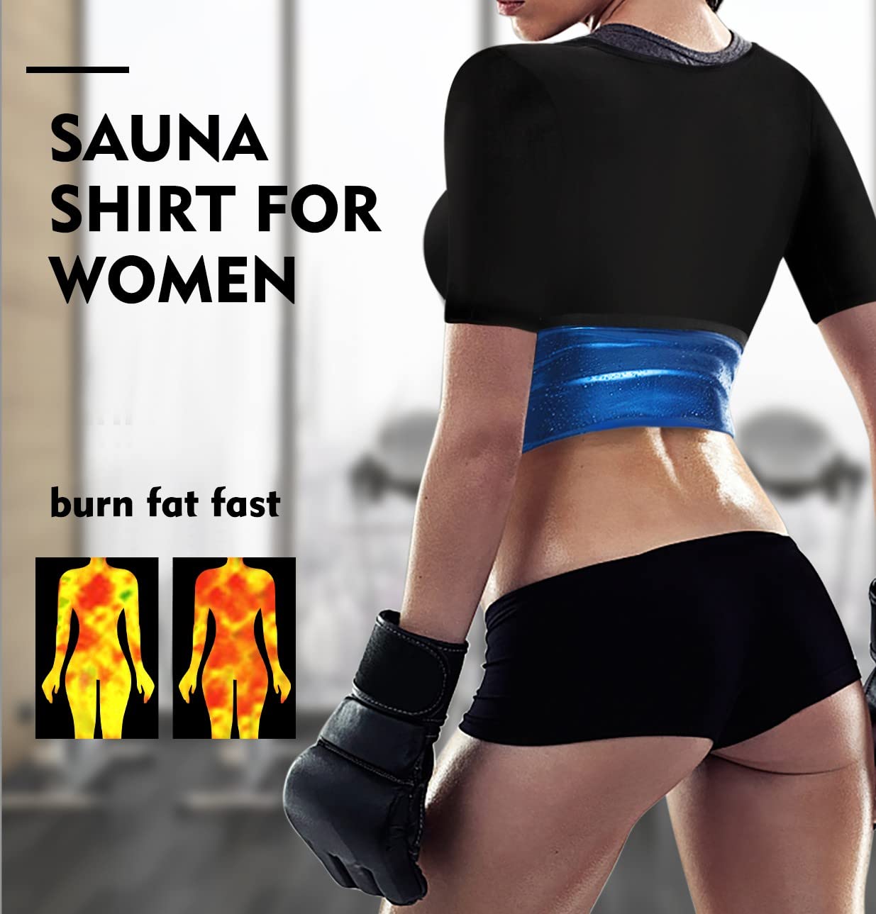 Women's Sauna Shirt for Weight Loss - Waist Trainer Sweat Vest with Zipper | Workout Body Shaper for Fitness, Gym & Sauna Sessions