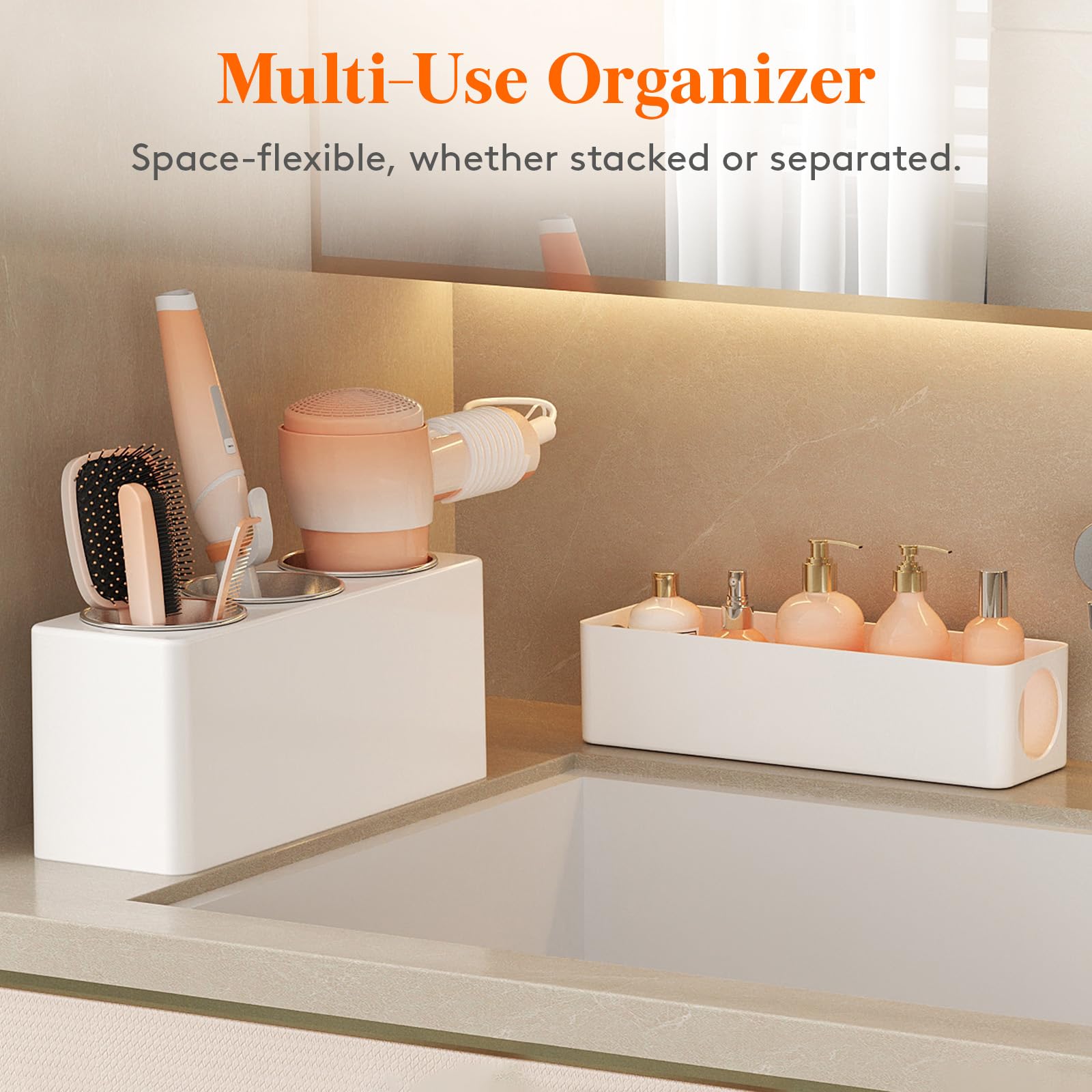 Lifewit Hair Tool Organizer - Acrylic Hair Dryer & Styling Tools Holder for Bathroom, Vanity & Kitchen - Compact Countertop Storage Stand for Blow Dryer, Curling Iron, Brushes & Makeup Accessories - Perfect for Salon-Style Organization at Home