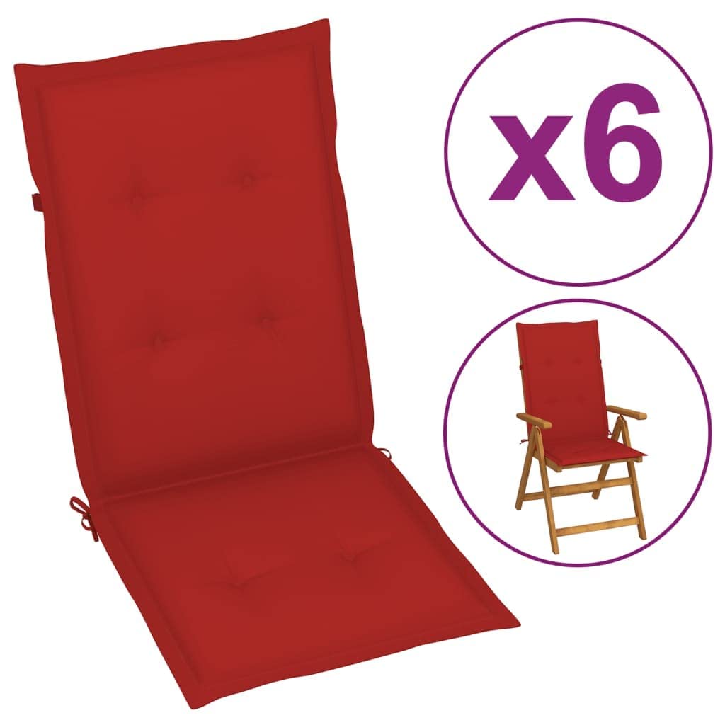 6-Piece Garden Chair Cushion Set with Ties - 47.2