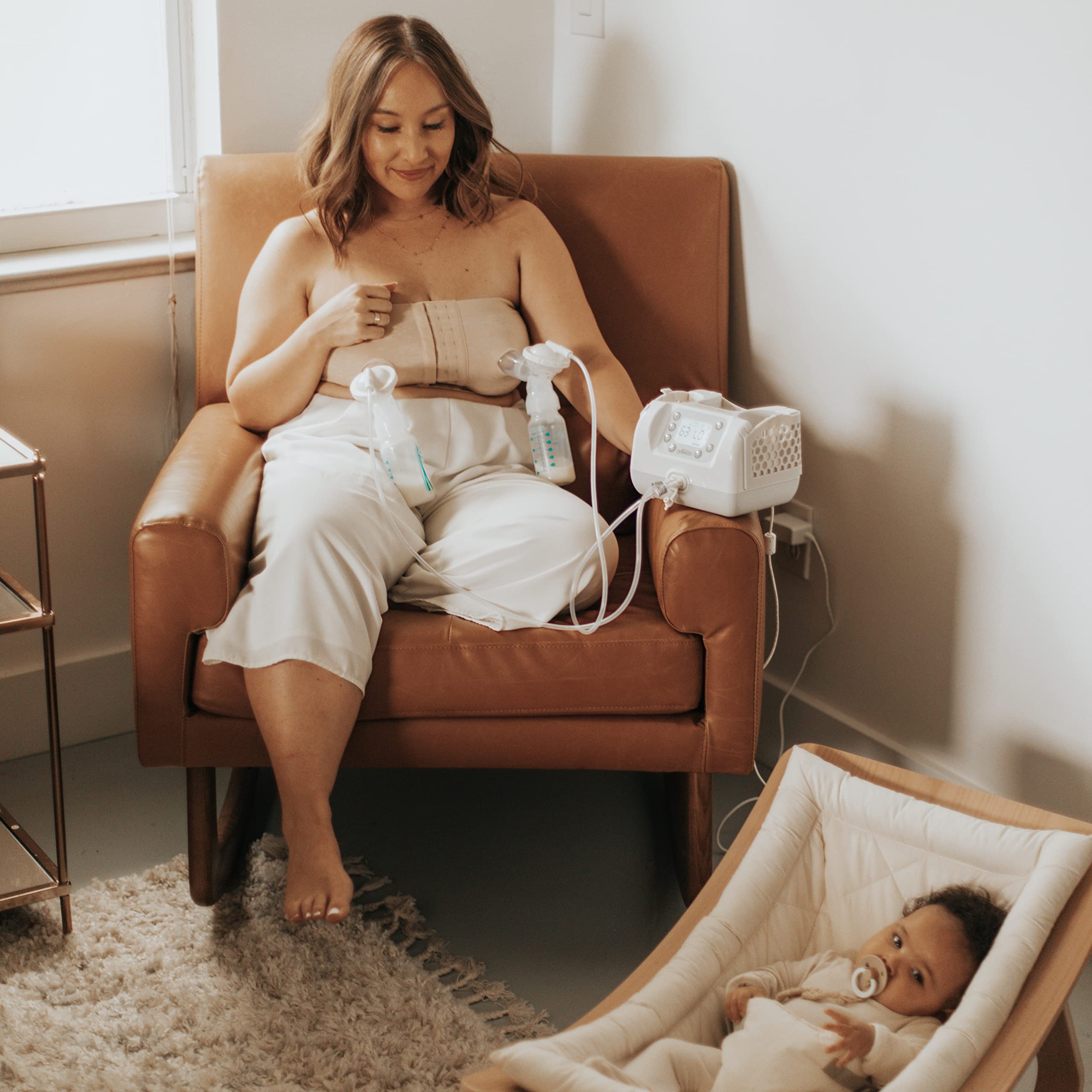 Dr. Brown's Customflow Hospital Strength Double Electric Breast Pump - Adjustable Suction & Speed, Includes 4oz Bottles, Flanges & Accessories - Ideal for Working Moms & Breastfeeding at Home or Travel