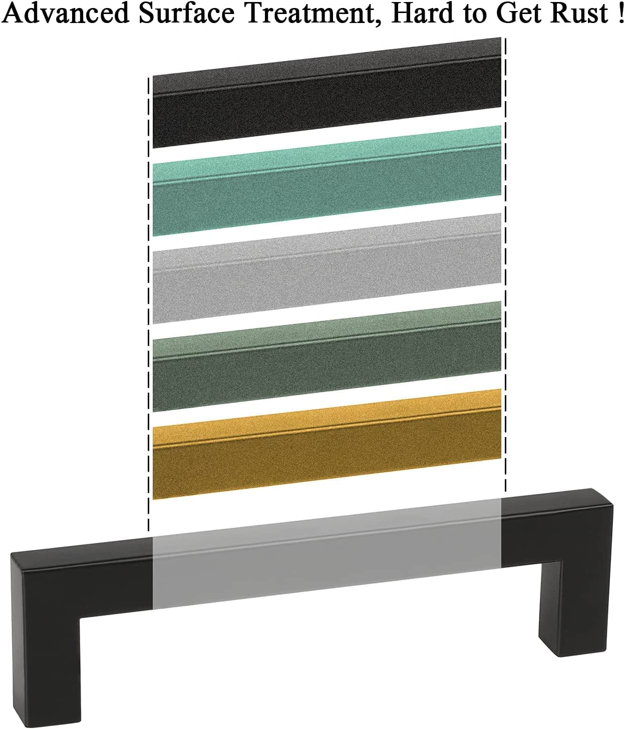Homdiy 35-Pack Black Square Cabinet Pulls - 4 Inch Hole Center, Stainless Steel Drawer Handles for Modern Kitchen & Bathroom Cabinets - Durable & Stylish Hardware for Home Renovation & DIY Projects