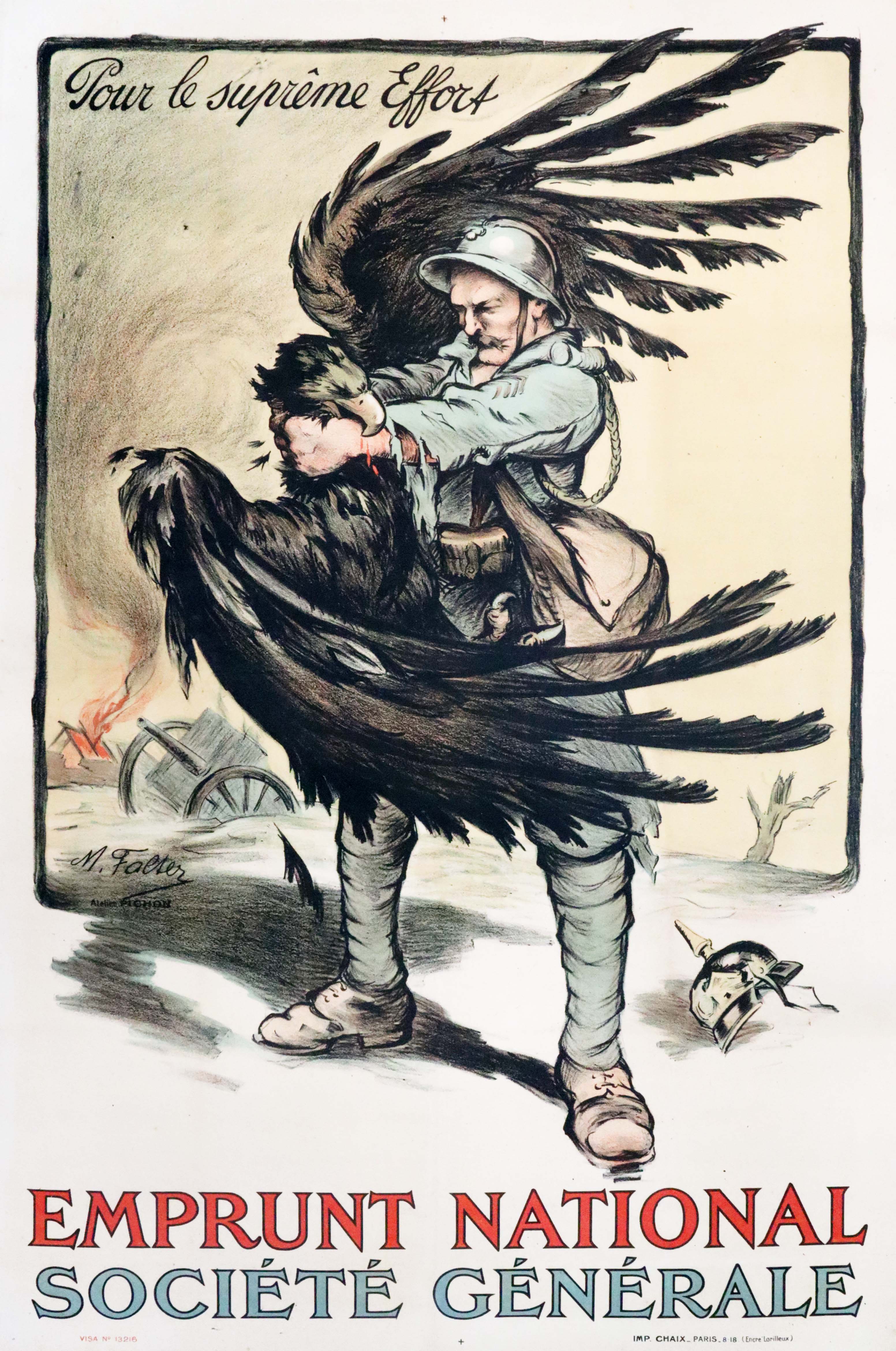 1918 Original French WWI War Poster 'Pour le Supreme Effort' - Vintage Military Collectible for History Buffs & Home Decor