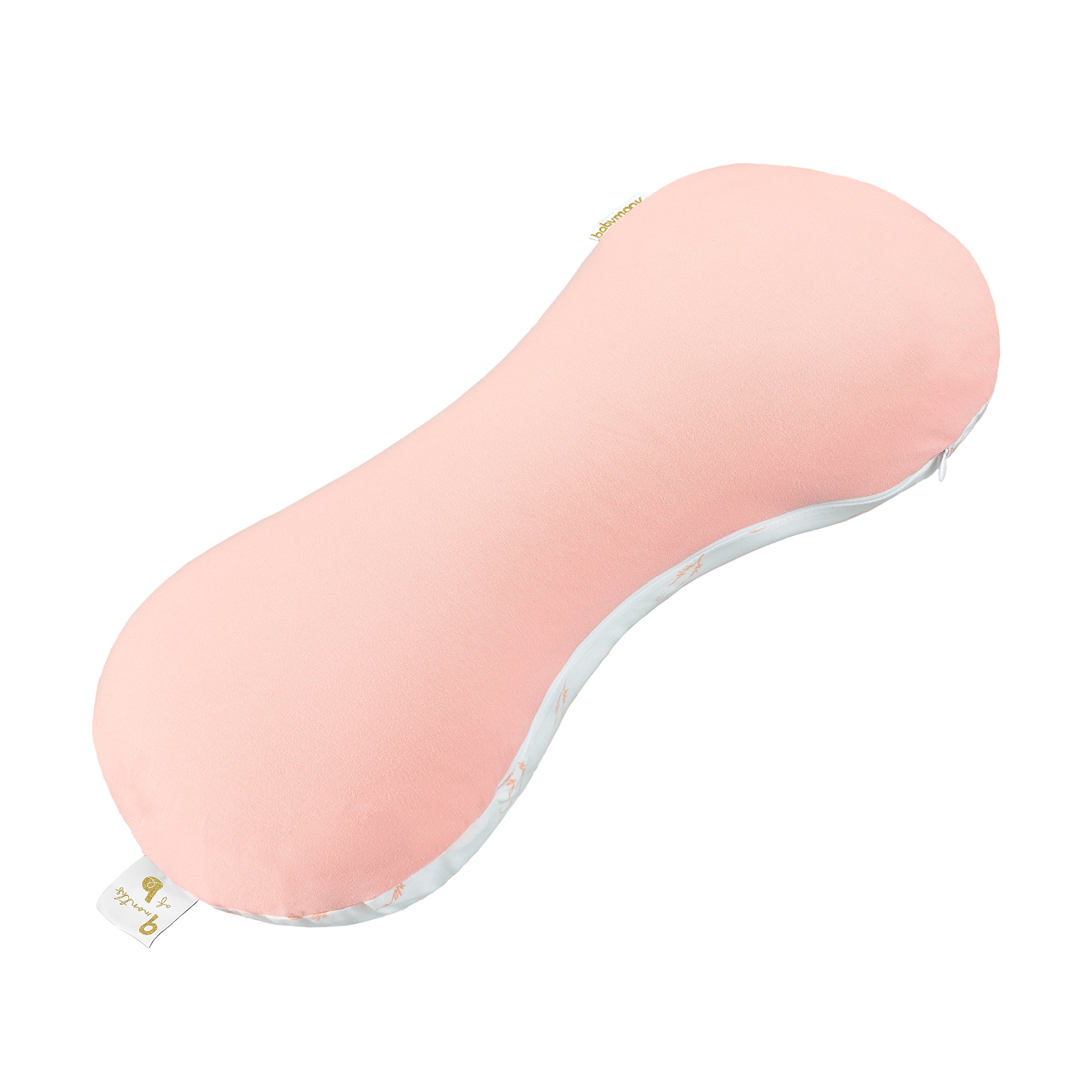 Babymoov Nursing Pillow for Mom and Baby - Soft Support for Breastfeeding, Tummy Time & Newborn Care - Comfortable Pink Baby Pillow for Feeding, Lounging & Bonding Time