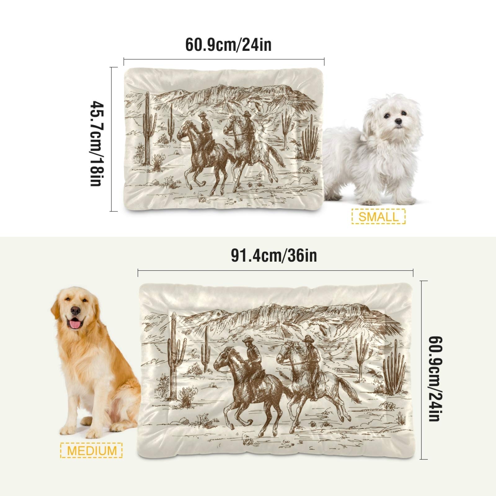 American West Cowboy Style Pet Bed - Ultra Soft Rectangle Dog & Cat Bed for Small, Medium & Large Pets, 36x24 Inch - Perfect for Living Room, Bedroom & Kennel Comfort