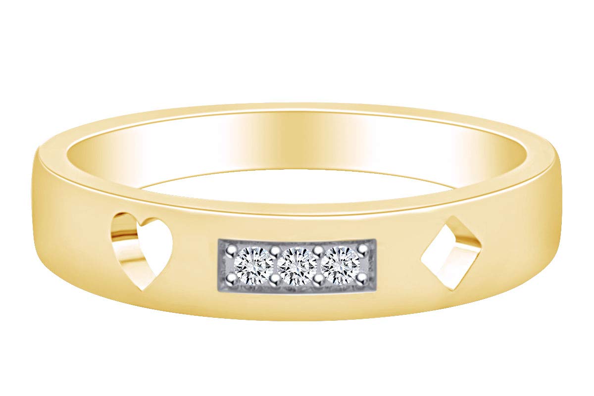 14k Gold Over Sterling Silver Round White Natural Diamond Accent Band Ring for Women - Perfect for Engagement, Wedding, Anniversary & Everyday Elegance