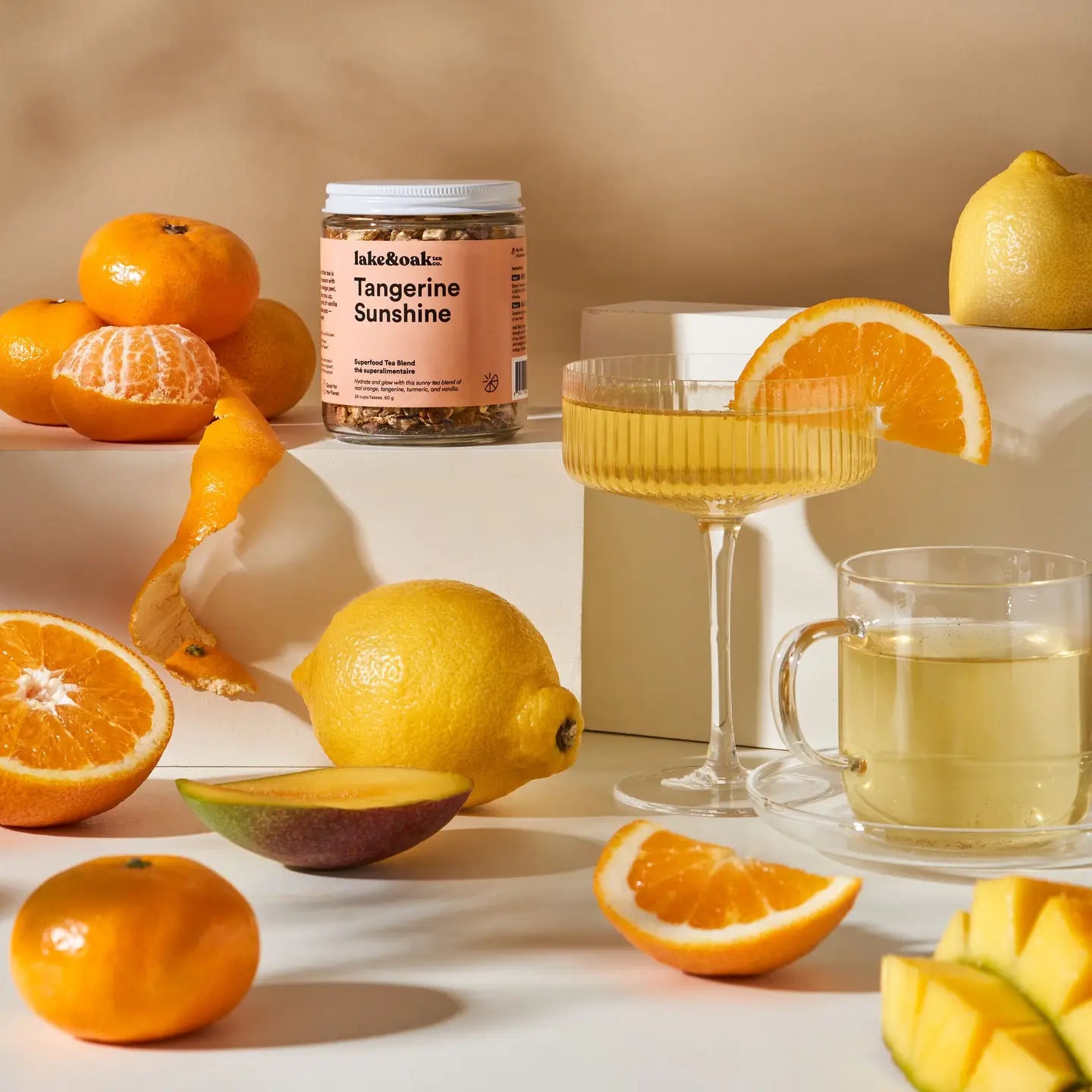 LAKE & OAK Tangerine Sunshine Superfood Tea Blend - Organic Herbal Tea with Vitamin C & Antioxidants - Perfect for Morning Boost, Afternoon Relaxation & Immune Support