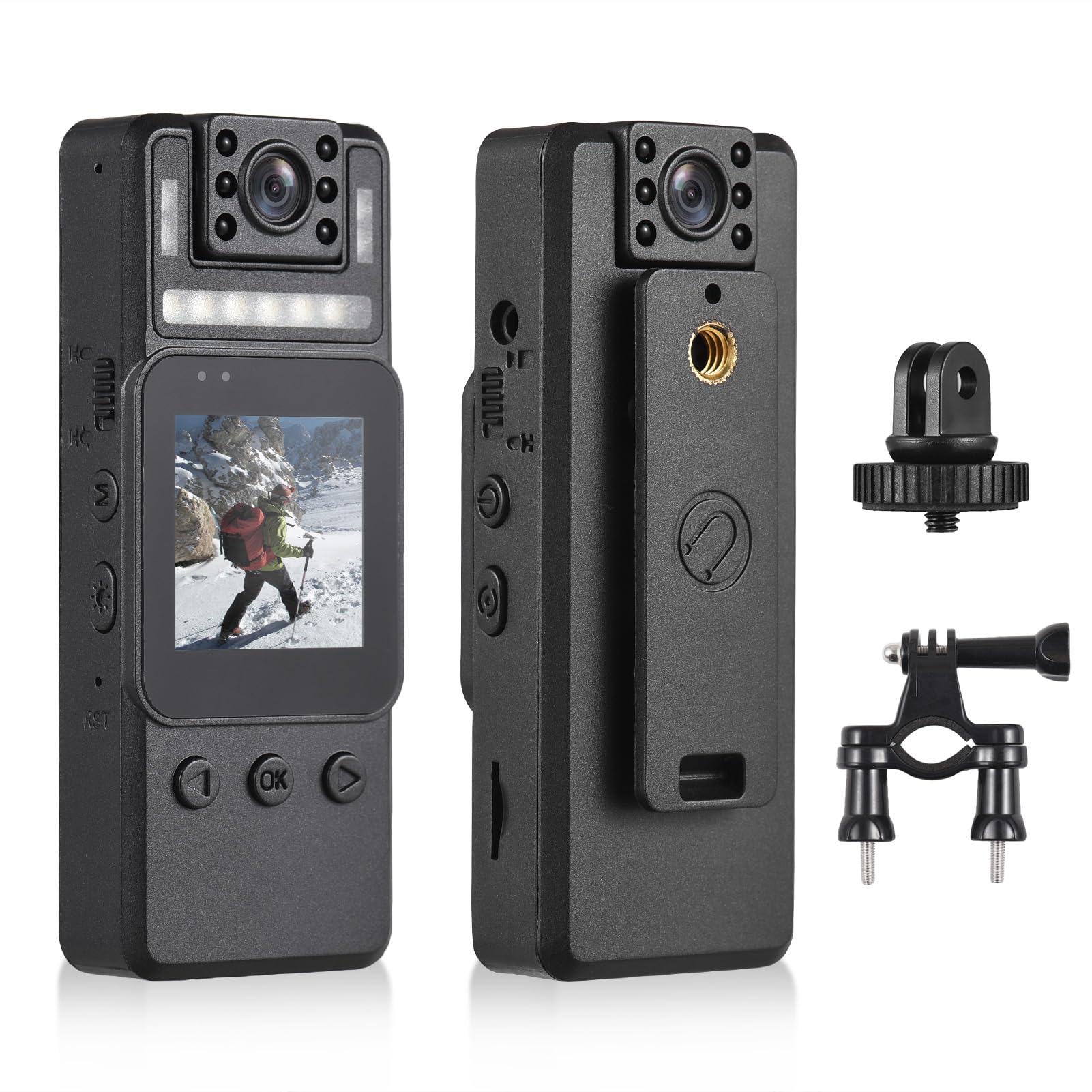 4K Mini Body Camera with Audio & Video Recording - Wearable WiFi Camcorder with 180° Rotatable Lens, Night Vision & Warning Lights - Magnetic Clip for Personal Security, Travel Vlogging & Outdoor Adventures