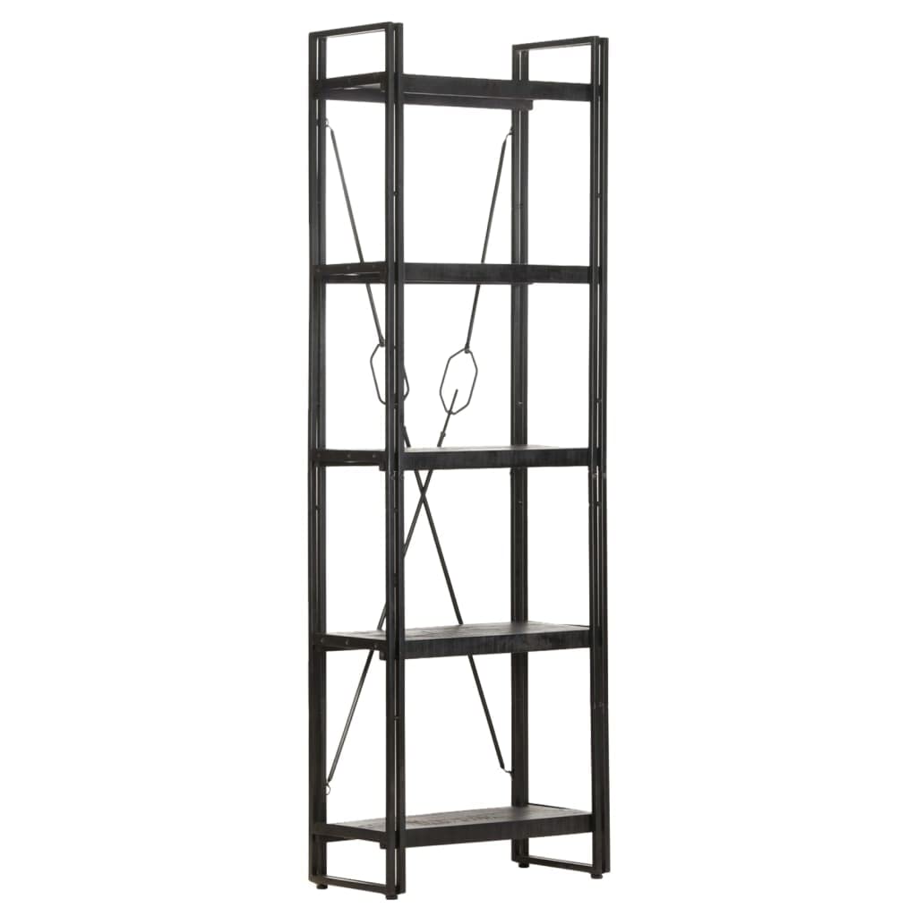 5-Tier Bookcase - Solid Mango Wood Bookshelf for Bedroom, Living Room & Office - 23.6