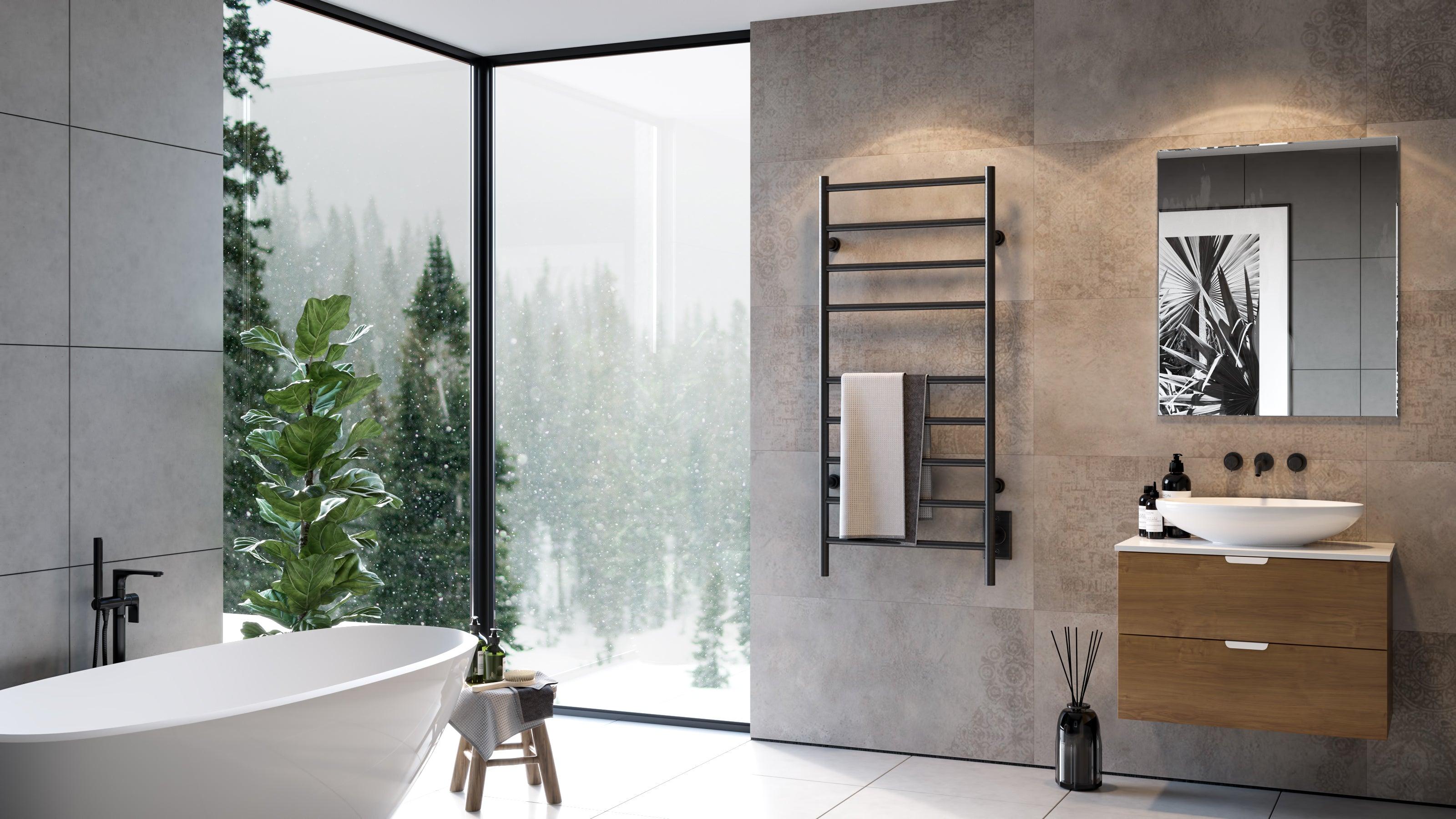 Kontour Linear Plug-In or Hardwired Towel Warmer - 24W x 40H - Perfect for Bathroom, Spa, and Luxury Home Heating