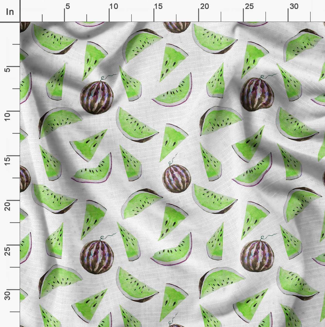 Soimoi Moss Georgette Brown Fabric by The Yard - 42 Inch Wide Watermelon Fruit Print Material - Lightweight Summer Fabric for Dresses, Blouses & DIY Projects - Refreshing Floral Pattern Sewing Fabric for Women's Fashion